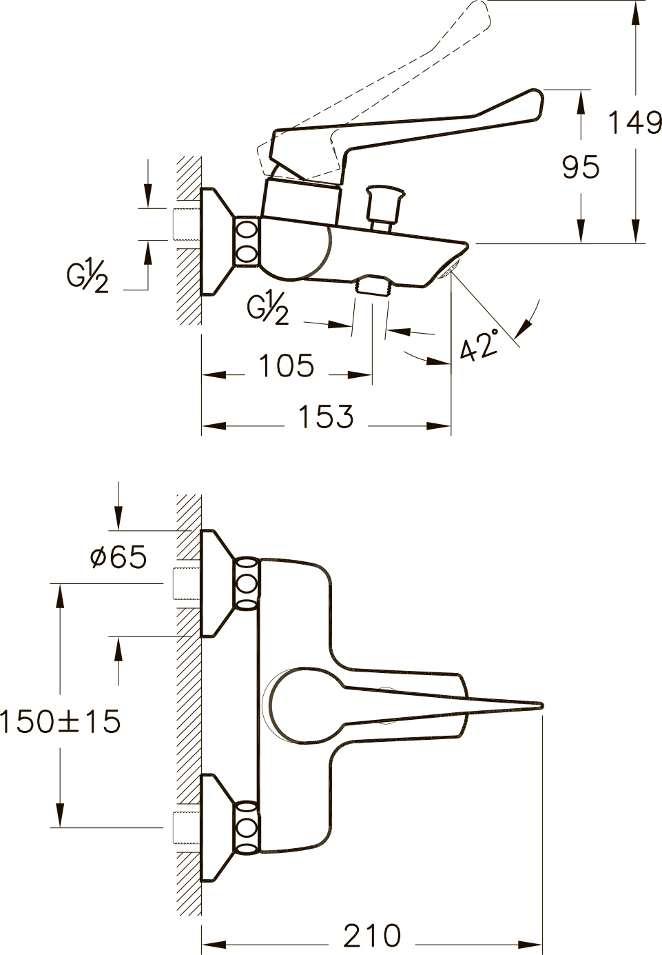 Смеситель для ванны с душем VitrA AquaMed Solid S A42485EXP купить в Тамбове