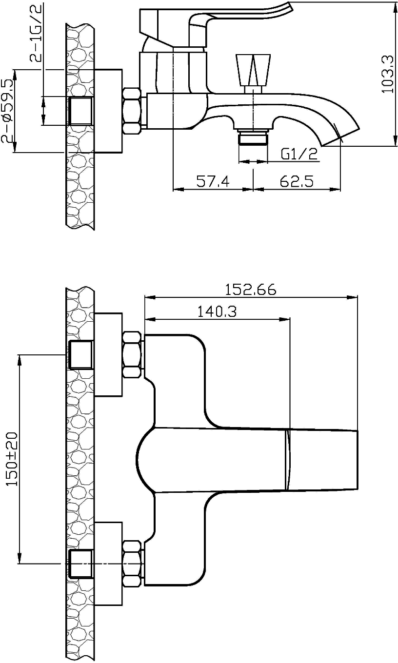 Смеситель для ванны с душем STWORKI Бурос BU-02cr купить в Тамбове