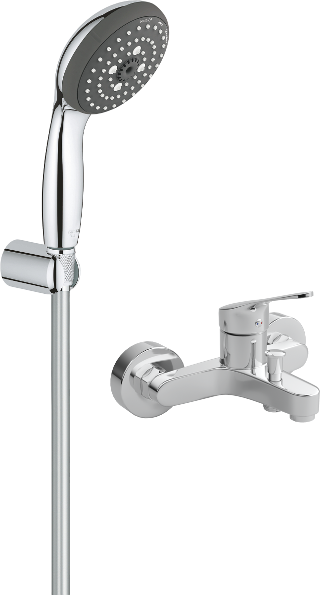 Смеситель для ванны с душем MEGA Delta MG-SRN100 + Душевой гарнитур Grohe Vitalio Start 100 27957000