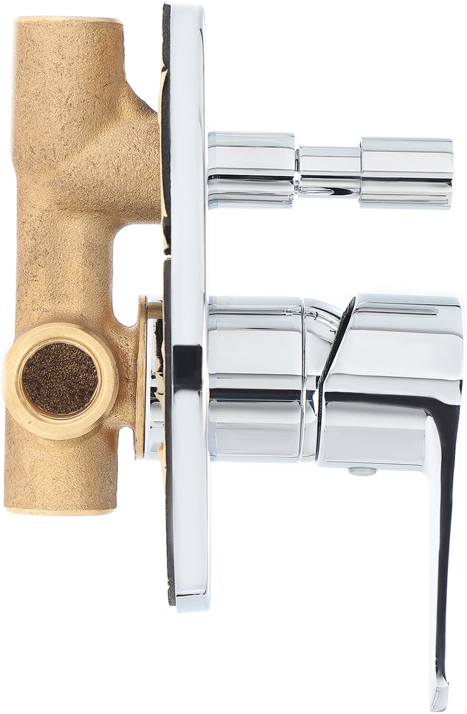 Встраиваемый смеситель для душа и ванны STWORKI Нарвик NR-02cr С ВНУТРЕННЕЙ ЧАСТЬЮ, встраиваемый, однорычажный, латунь, настенный, российский купить в Тамбове