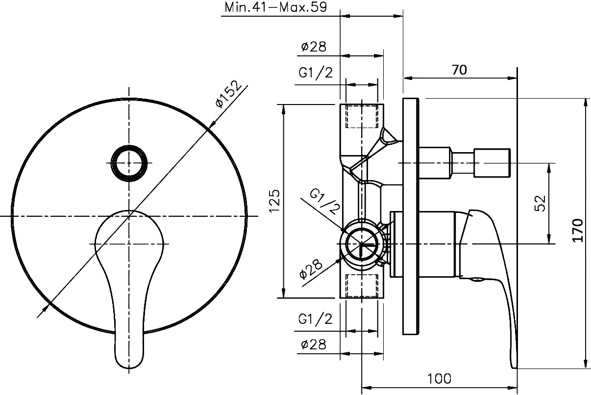 Встраиваемый смеситель для душа и ванны STWORKI Нарвик NR-02cr С ВНУТРЕННЕЙ ЧАСТЬЮ, встраиваемый, однорычажный, латунь, настенный, российский купить в Тамбове