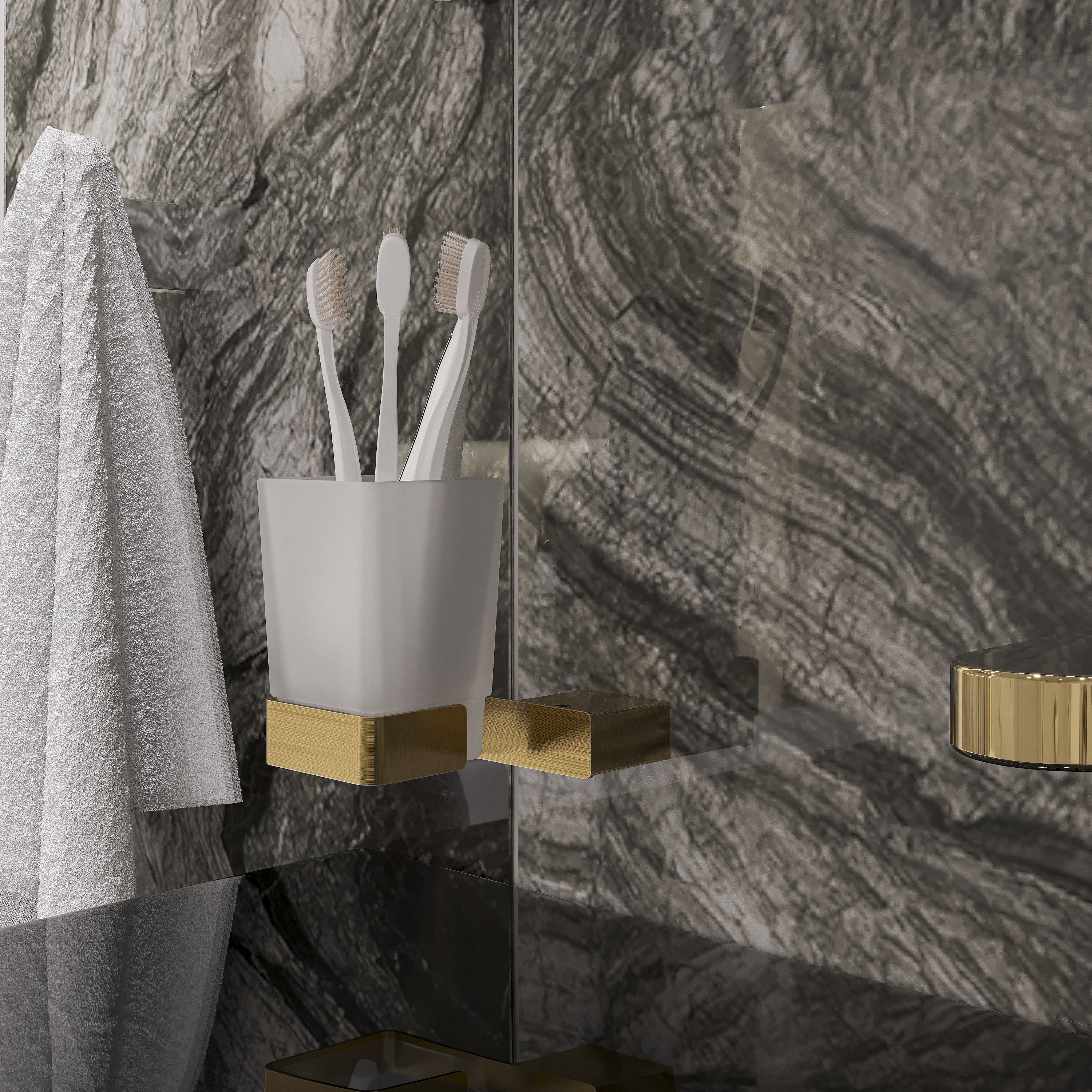 Стакан для ванной DEKOR BANYO SS 304 Gold SS304 006 02 настенный, золото, стеклянный купить в Тамбове