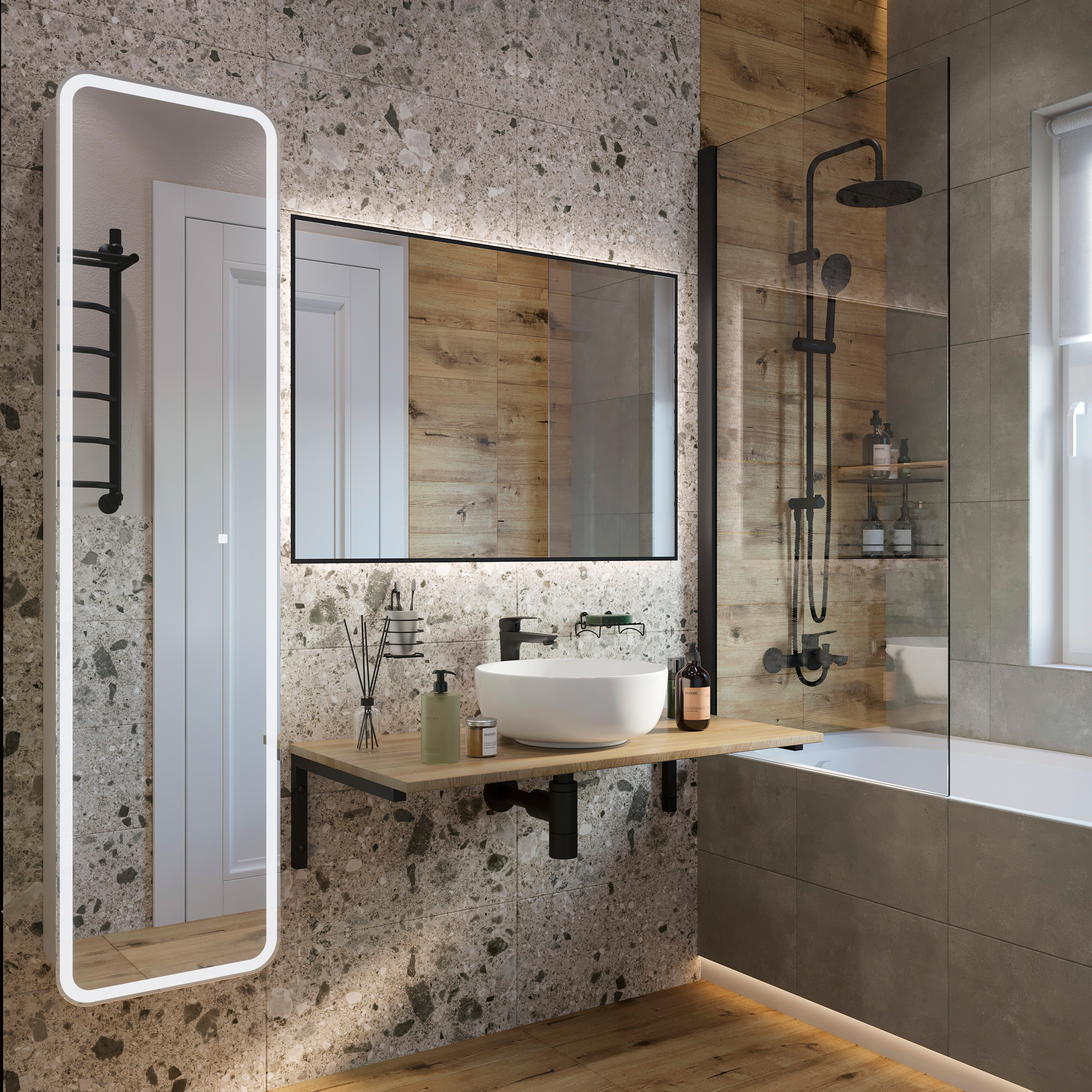 Столешница с раковиной DIWO Элиста 100 светлое дерево, с раковиной Moduo 40 RING купить в Тамбове