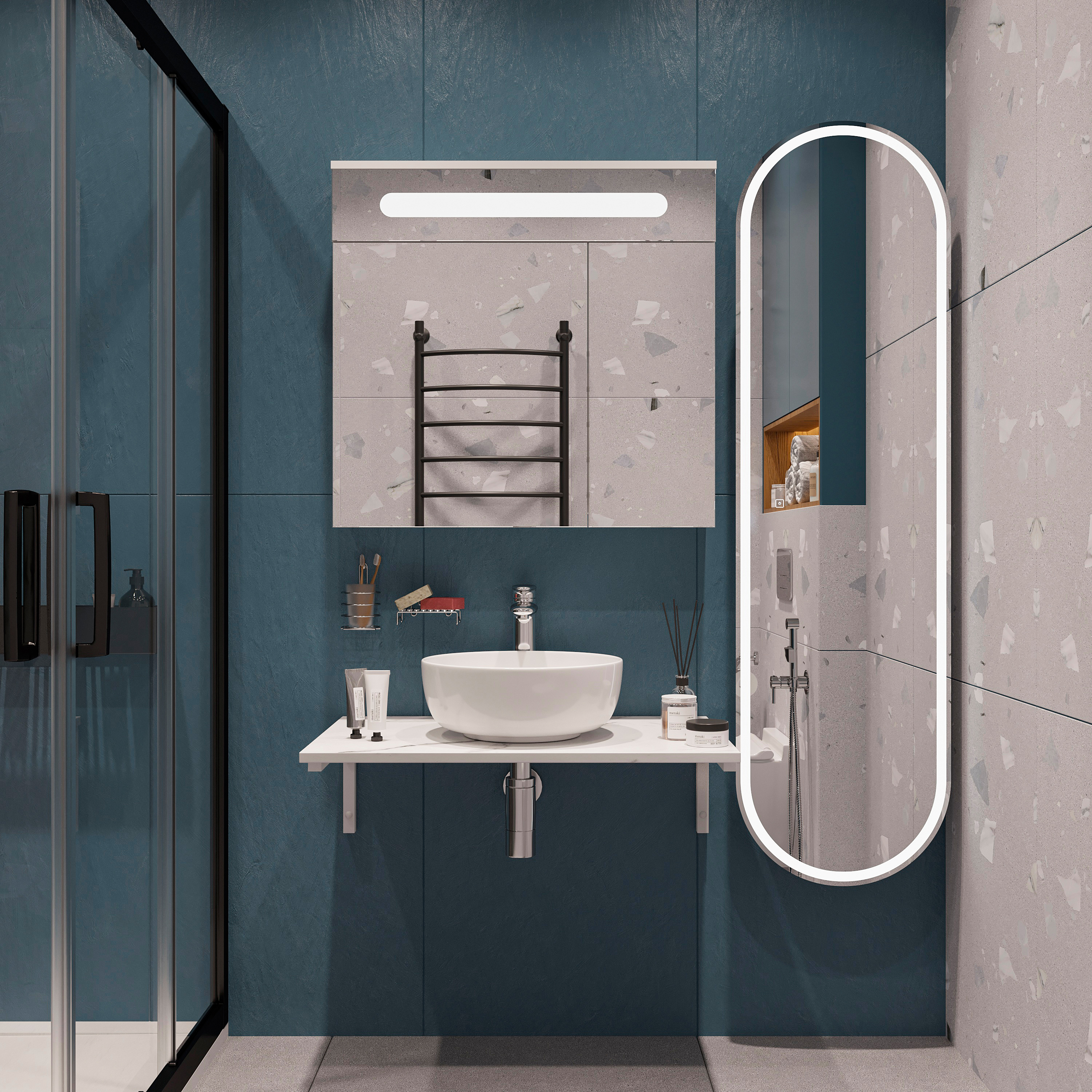 Столешница с раковиной DIWO Элиста 80 белый мрамор, с раковиной Moduo 40 RING купить в Тамбове