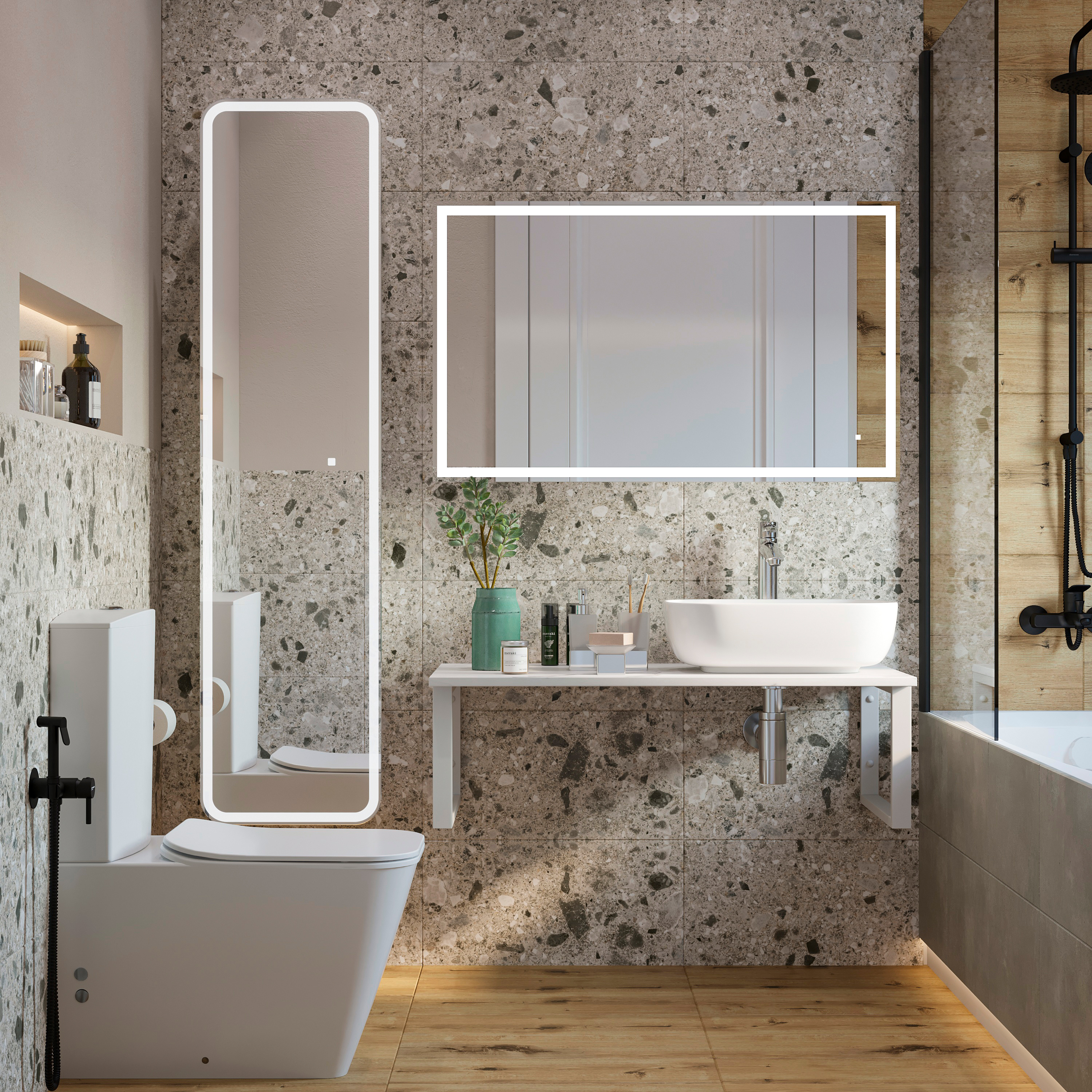 Столешница с раковиной DIWO Элиста 100 белый мрамор, с раковиной Moduo 50 Square купить в Тамбове