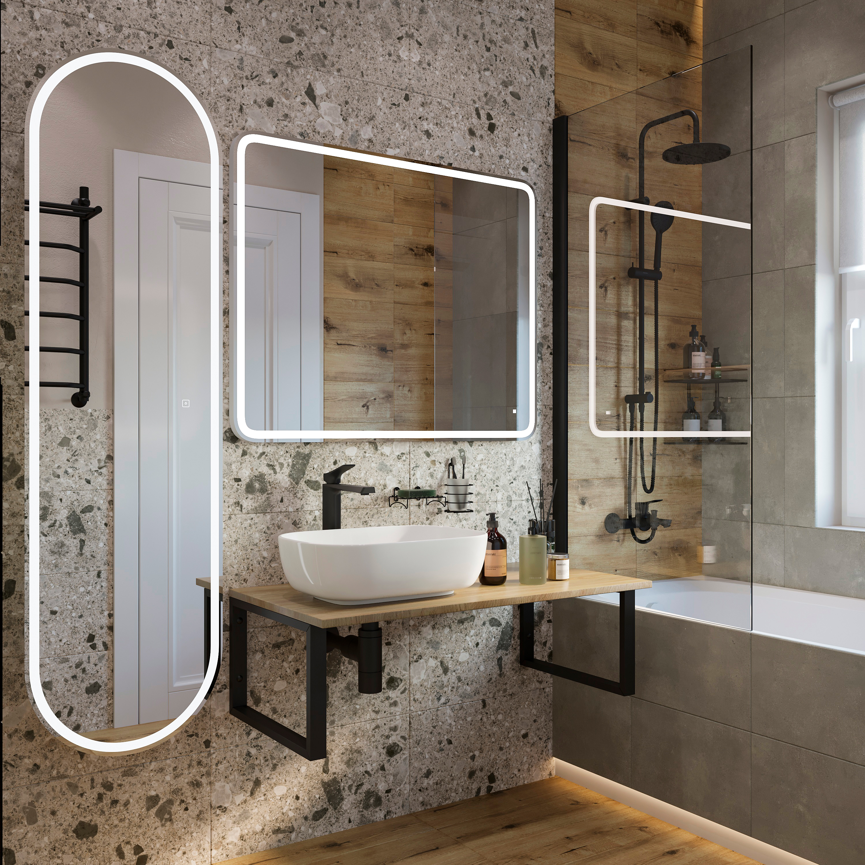 Столешница с раковиной DIWO Элиста 100 светлое дерево, с раковиной Moduo 50 Square купить в Тамбове