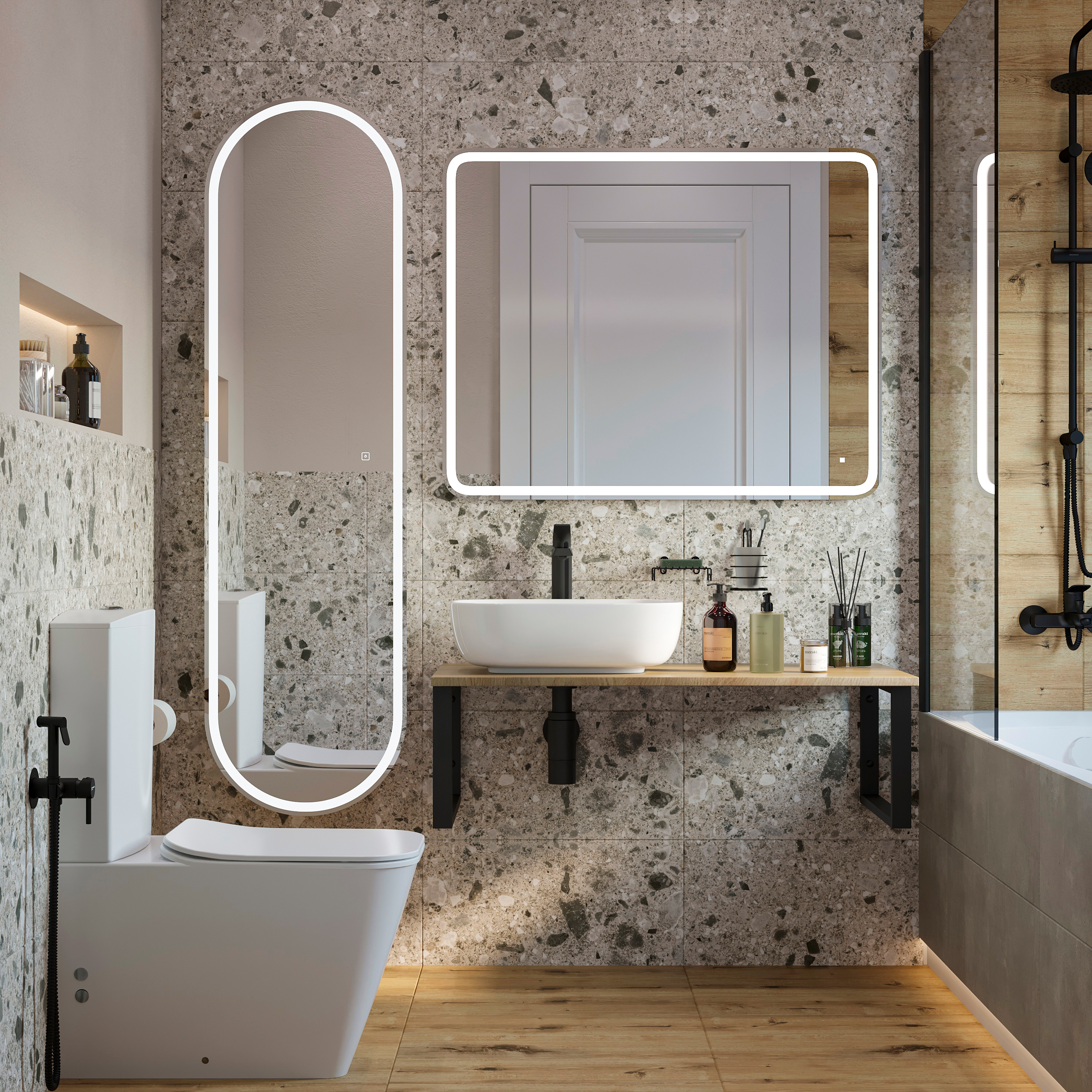 Столешница с раковиной DIWO Элиста 100 светлое дерево, с раковиной Moduo 50 Square купить в Тамбове