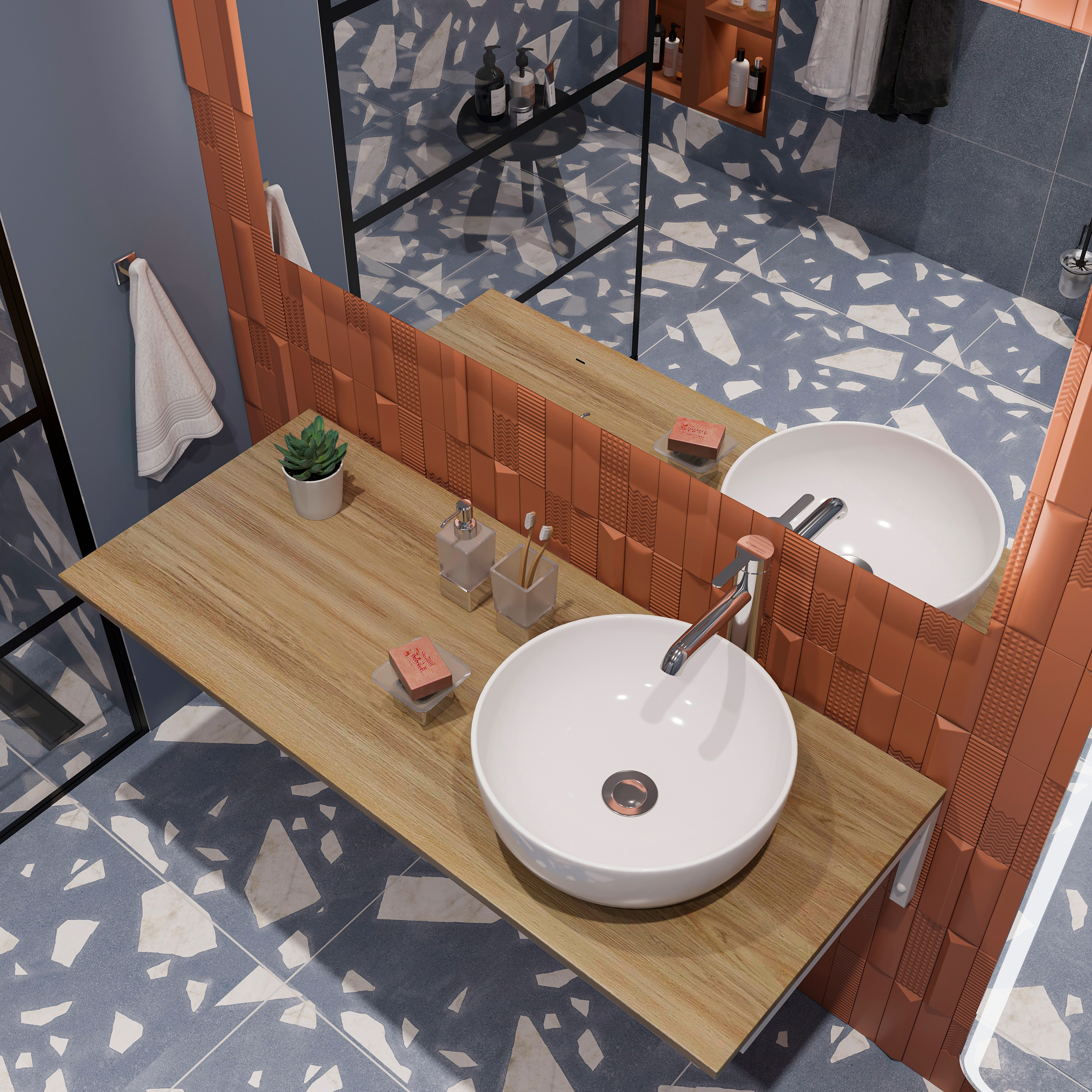 Столешница с раковиной DIWO Элиста 120 светлое дерево, с раковиной Moduo 40 RING купить в Тамбове