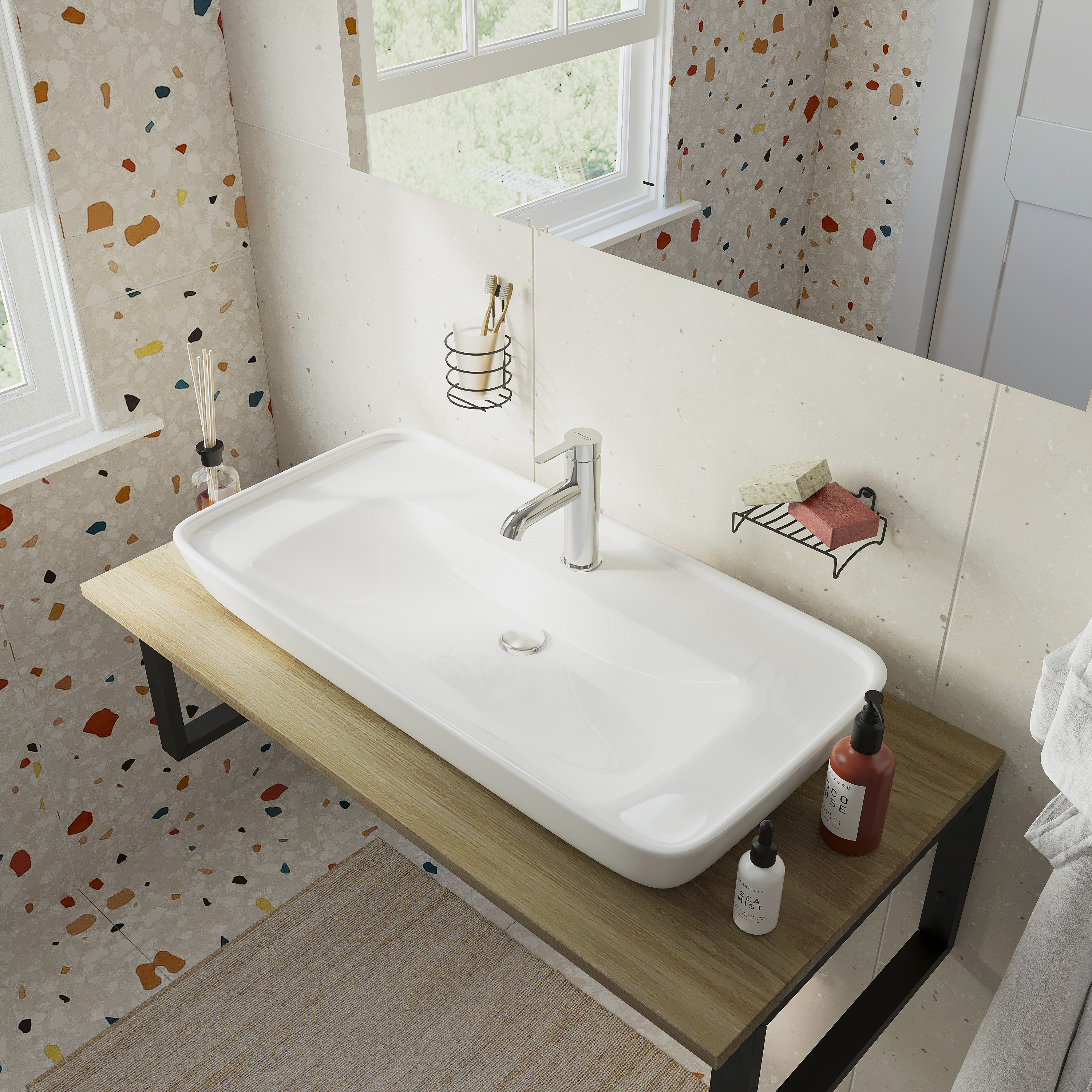 Столешница с раковиной DIWO Элиста 100 светлое дерево, с раковиной Углич 0117 купить в Тамбове