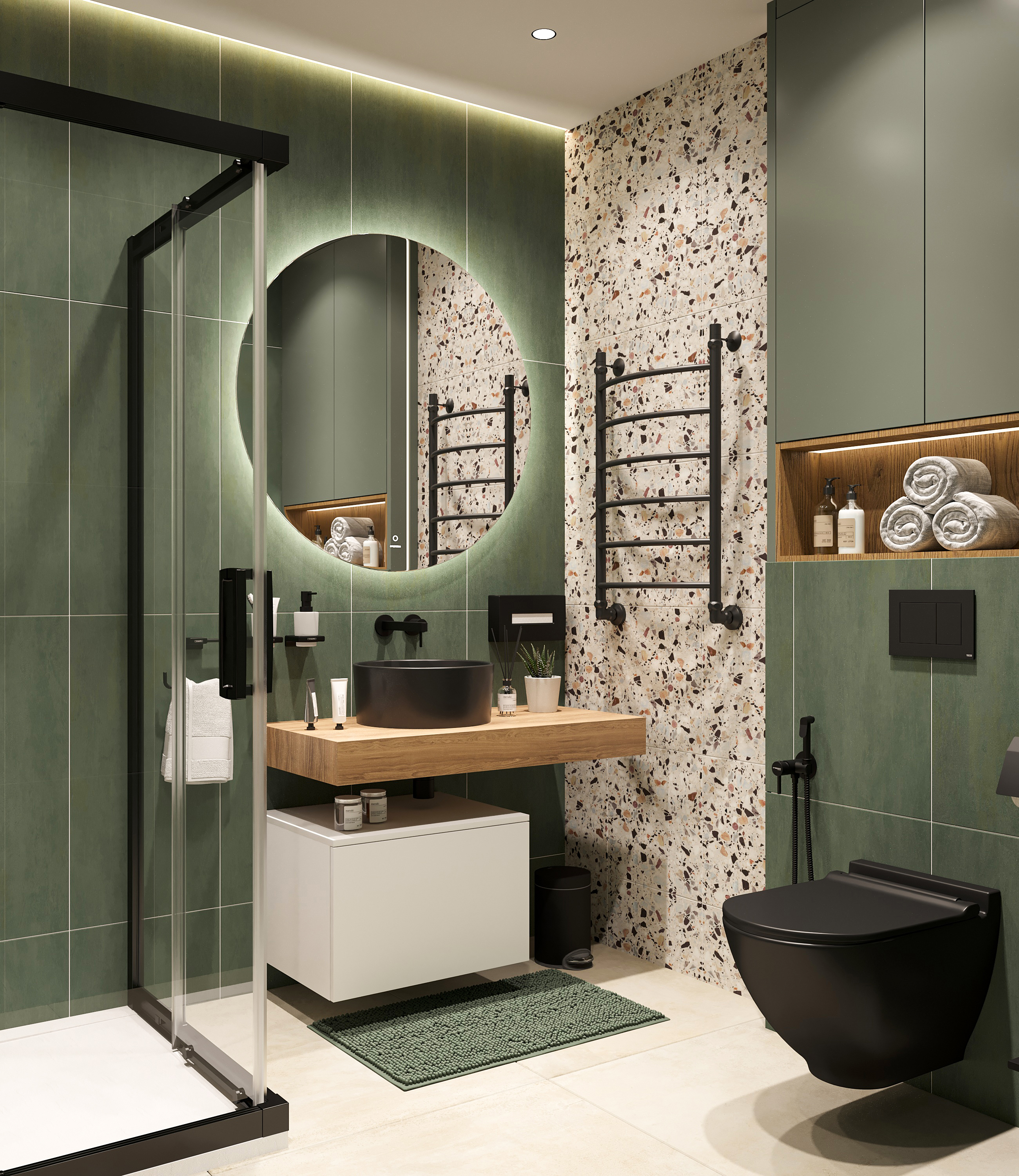 Столешница STWORKI Ольборг 100 дуб французский, без отверстий, с тумбой 60, черная раковина купить в Тамбове