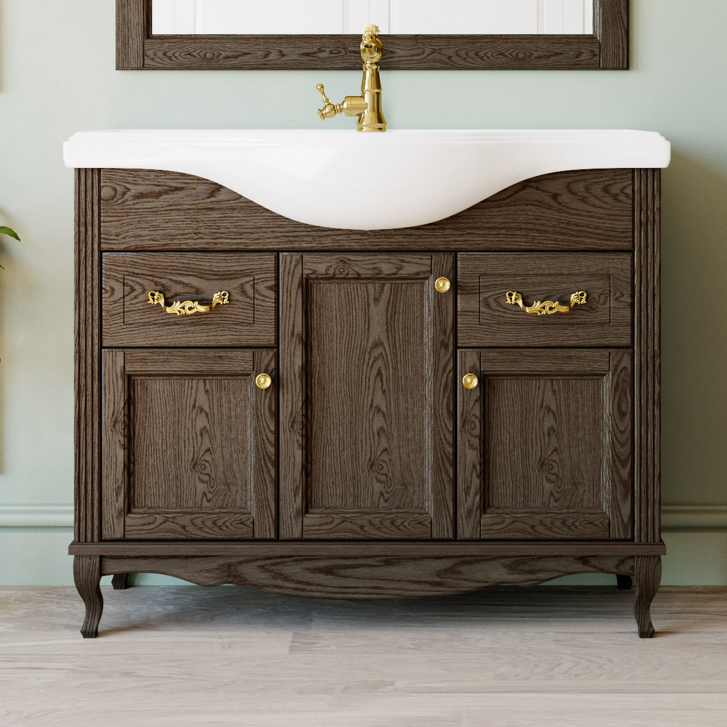 Тумба для комплекта ValenHouse Эллина 105 кальяри, фурнитура золото