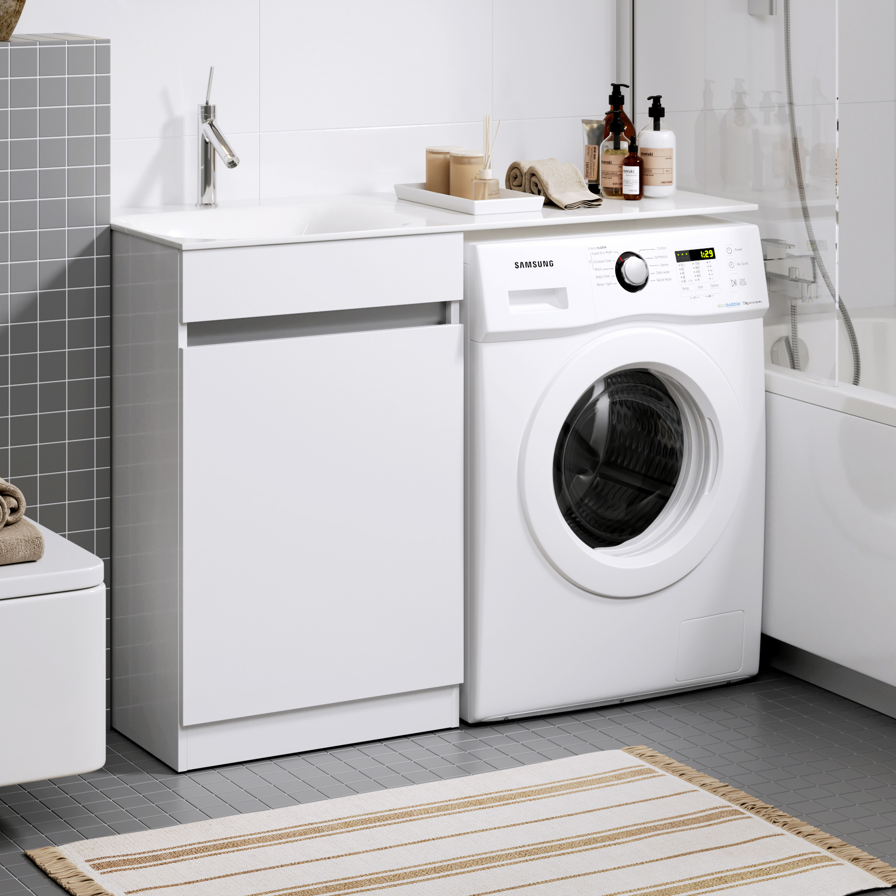 Тумба для комплекта Aqwella Forma с бельевой корзиной слева