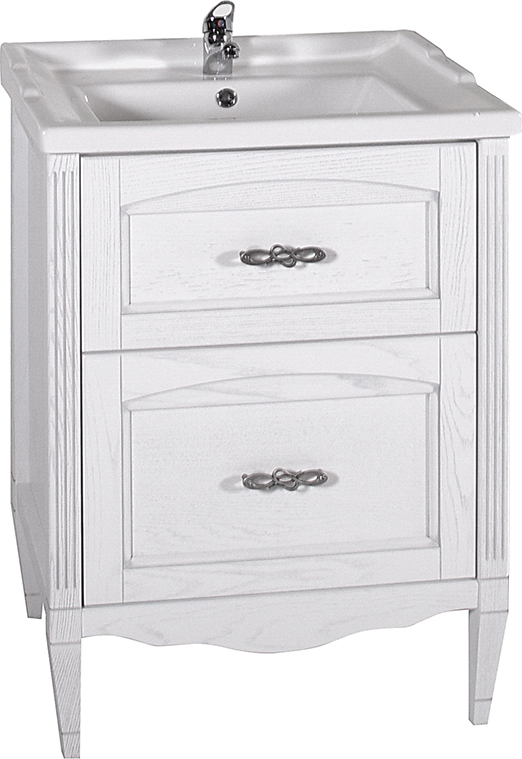 Тумба для комплекта ASB-Woodline Римини Nuovo 60 белая, патина серебро