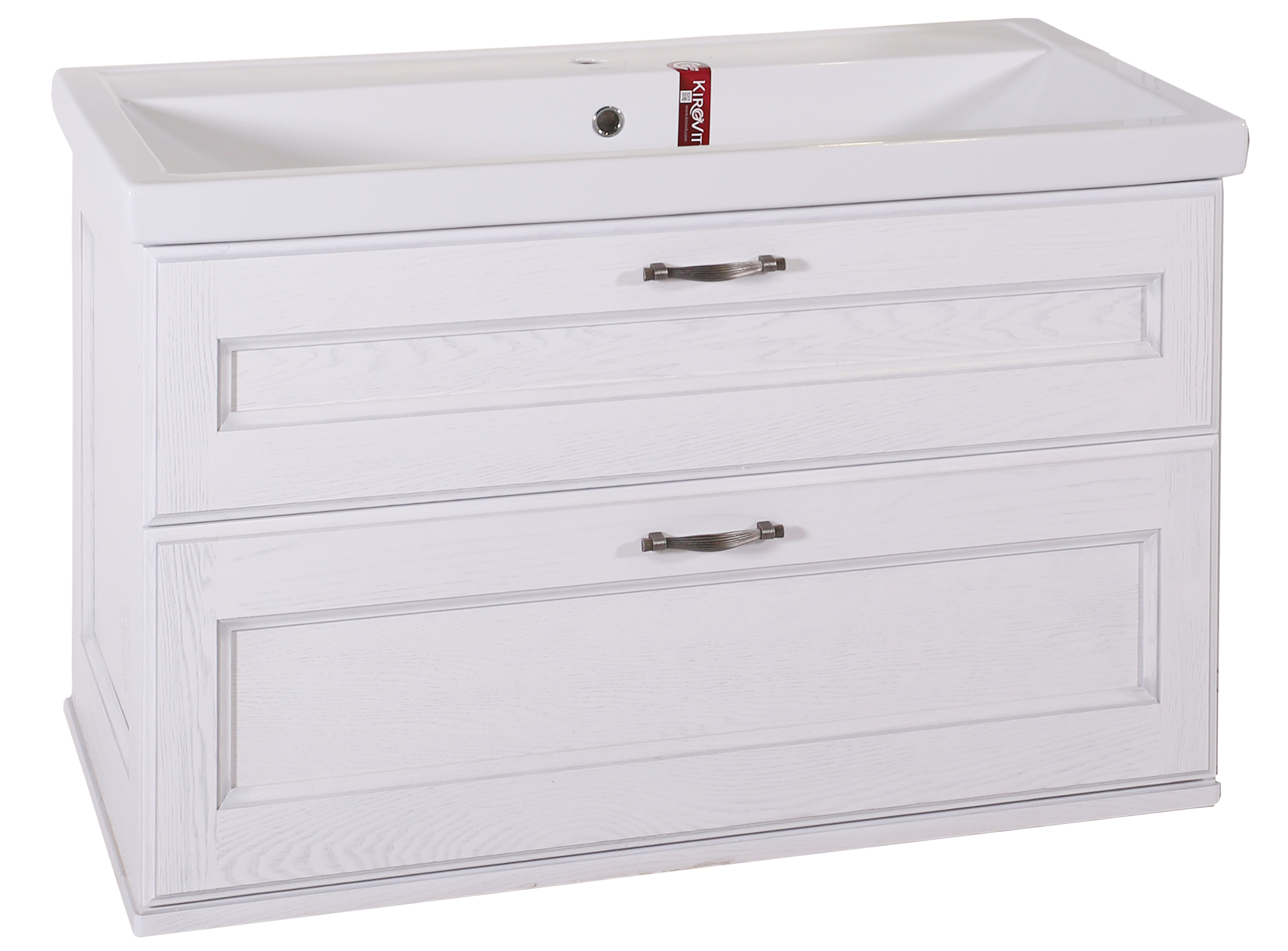 Тумба для комплекта ASB-Woodline Прато 100 белая, патина серебро