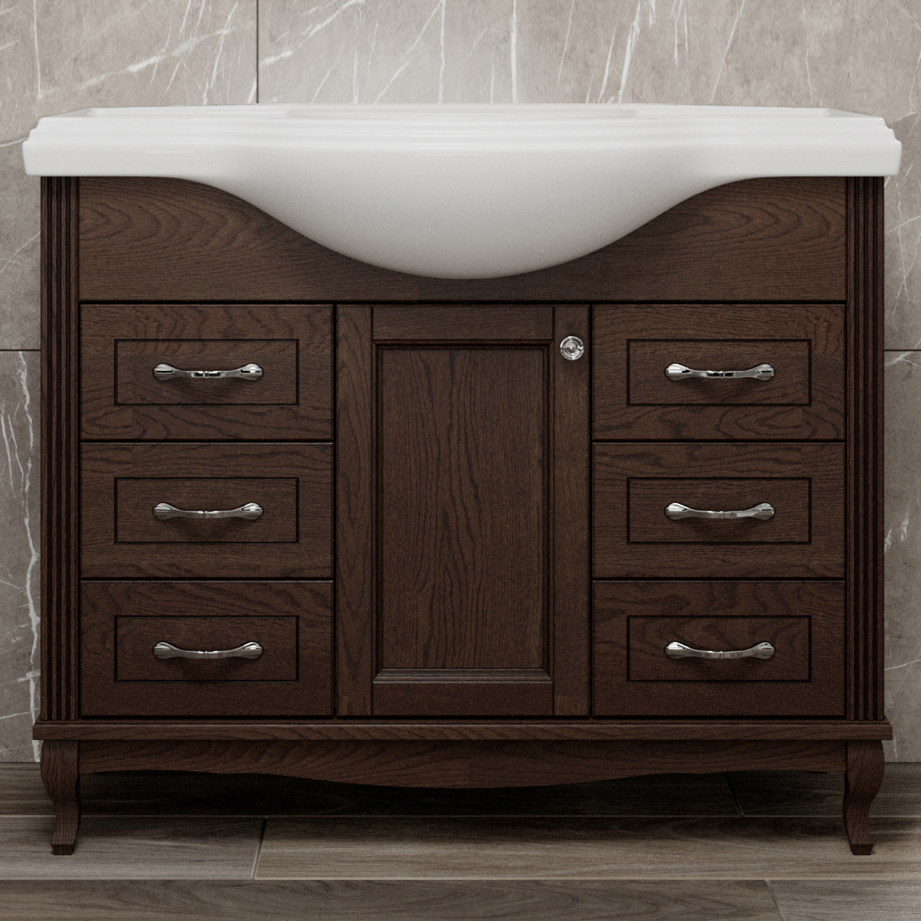 Тумба для комплекта ValenHouse Эллина 105 кальяри, 6 ящиков, 1 дверца, ручки хром