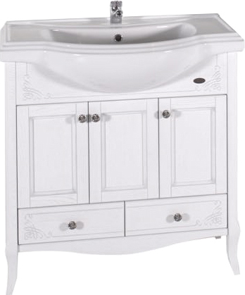 Тумба для комплекта ASB-Woodline Салерно 80 белая, патина серебро