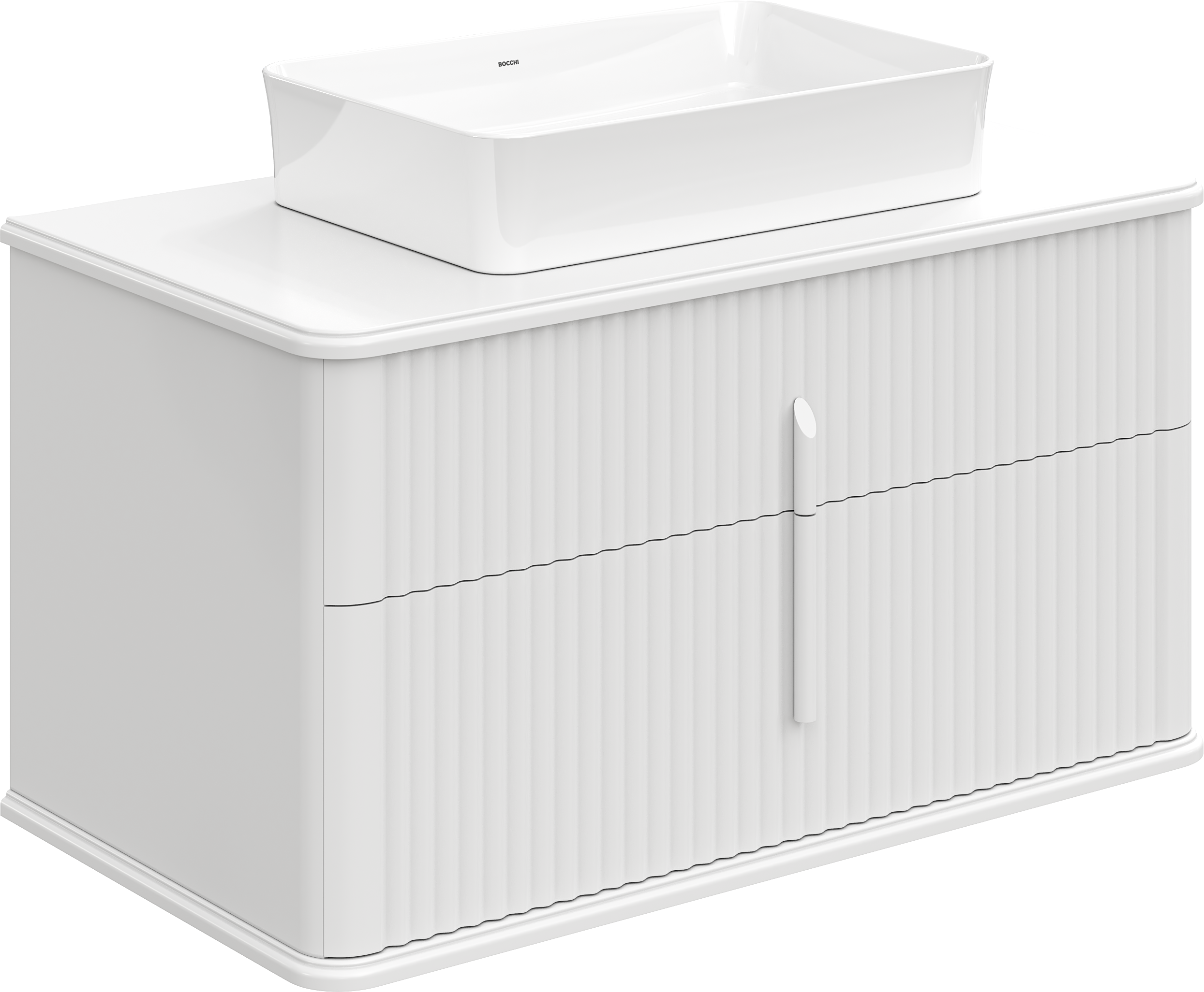 Тумба с раковиной STWORKI Молде 95 белая, столешница Молде 95, раковина BOCCHI Sottile 1476-001-0125