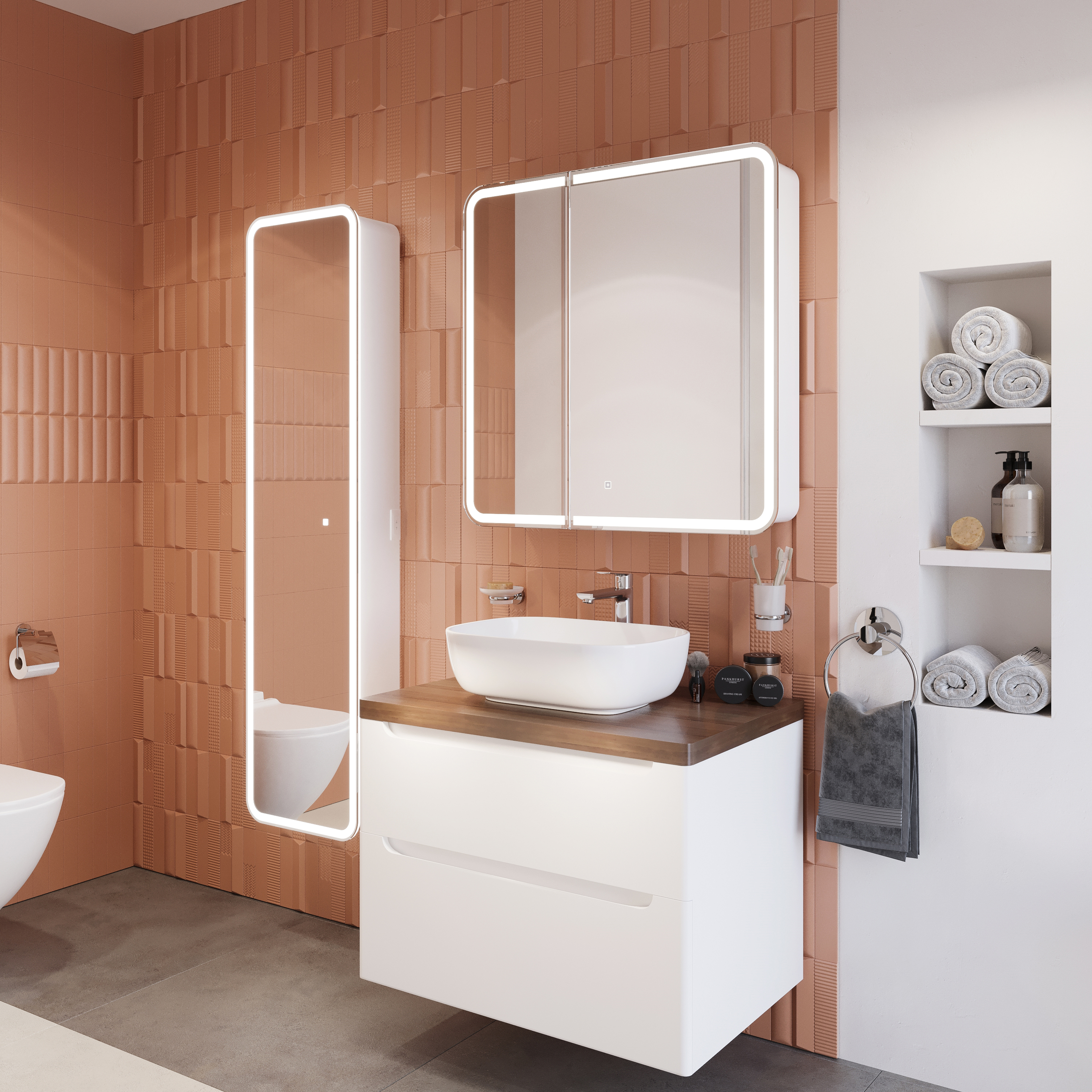 Тумба с раковиной STWORKI Берген 80 белая с темной столешницей, Moduo 50 Square купить в Тамбове