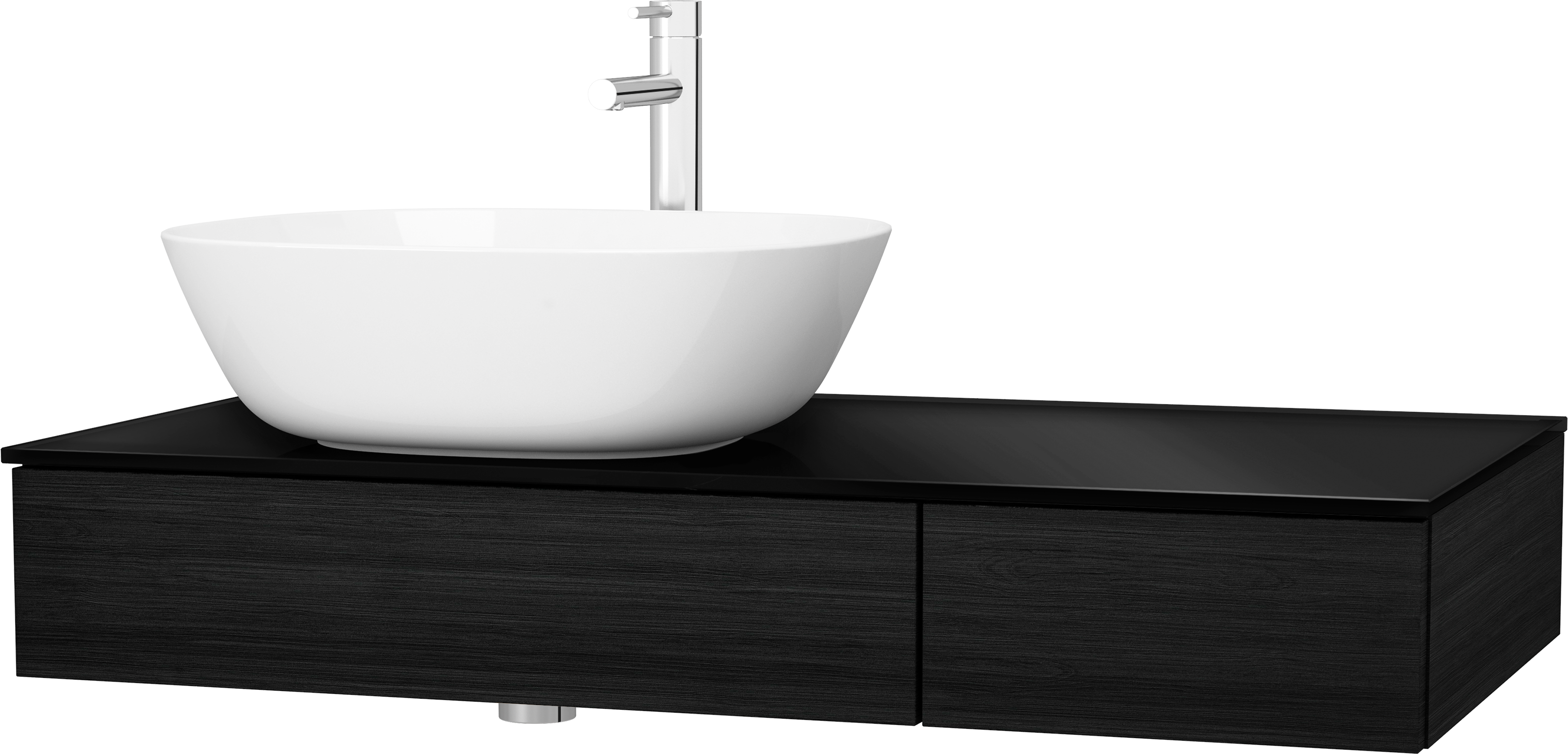 Тумба с раковиной VitrA Origin 90 L, черный дуб, столешница черная