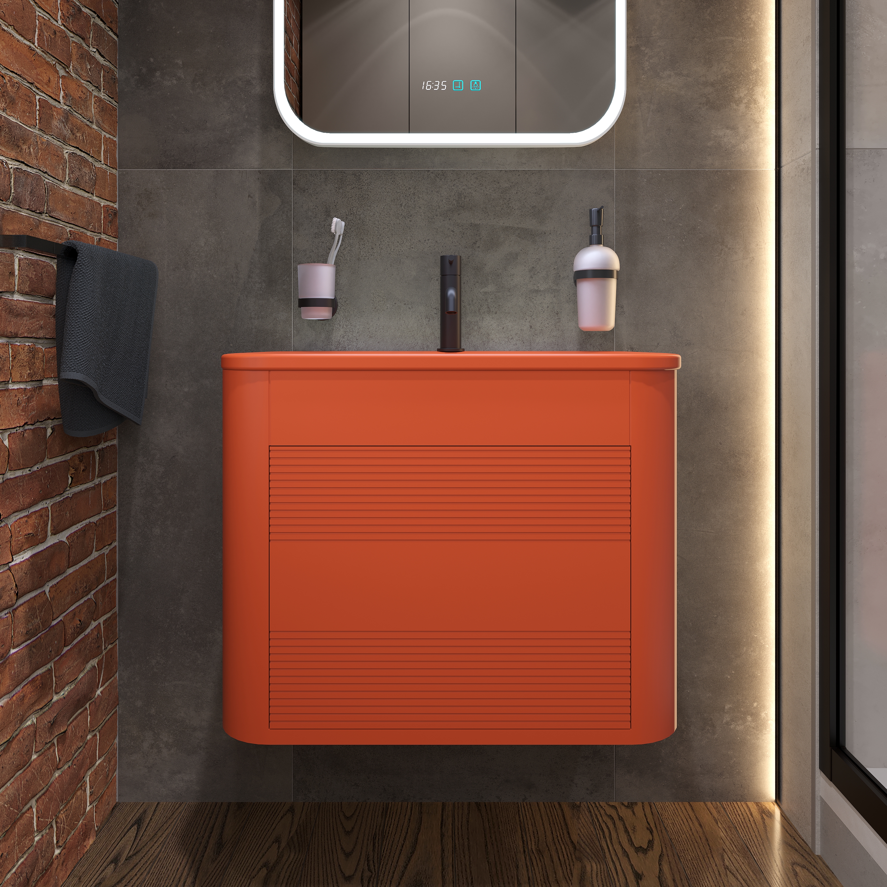 Тумба с раковиной Belinza Twist 65 оранжевая