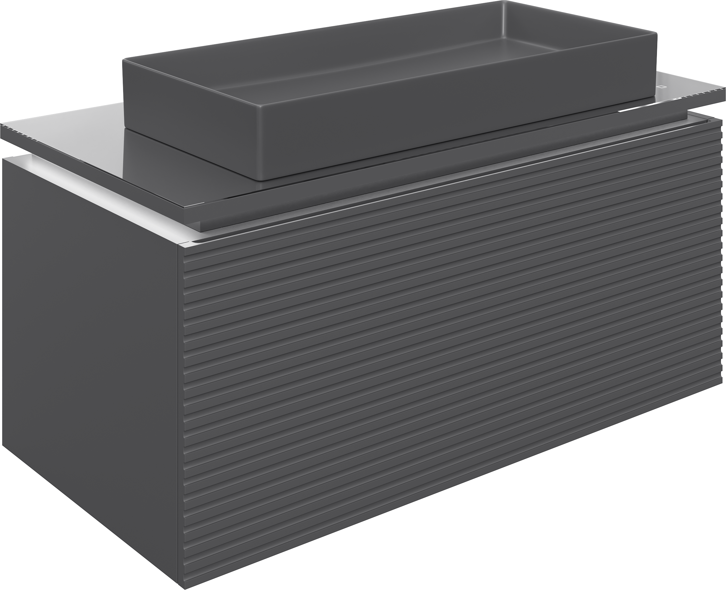 Тумба с раковиной STWORKI Рандерс 100, антрацит, подвесная, с подсветкой, раковина 3075-112-KL