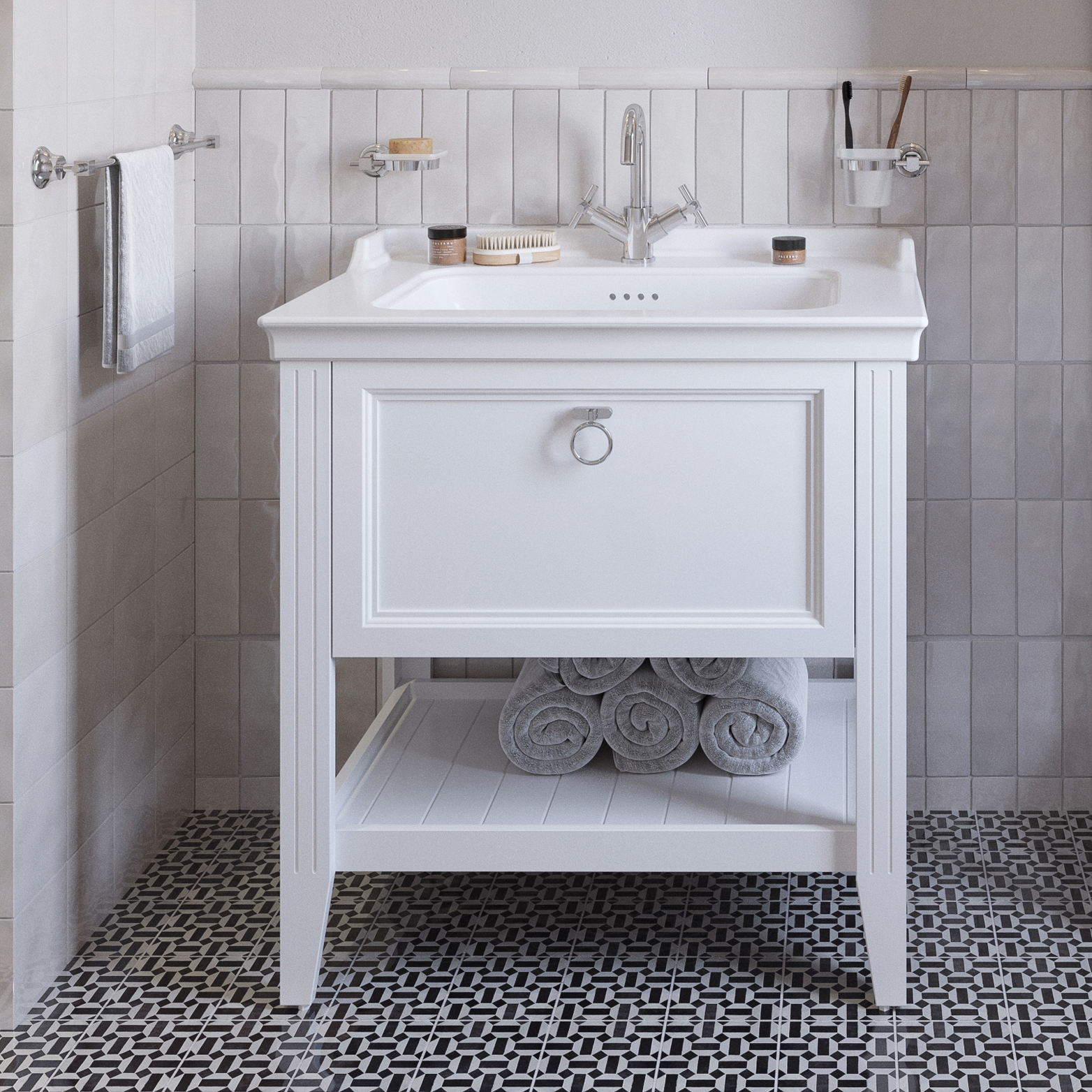 Тумба с раковиной VitrA Valarte 80 матовая белая