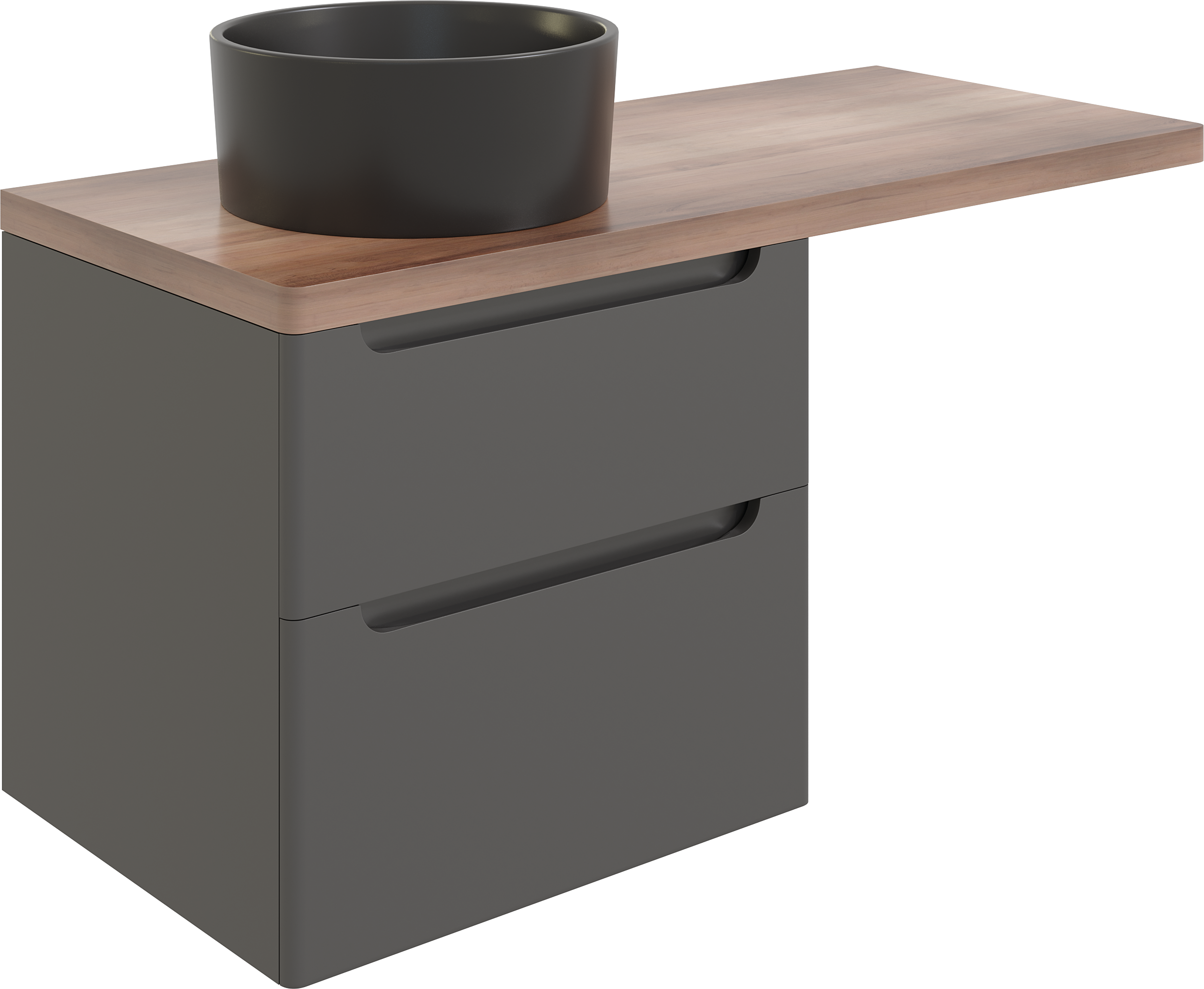 Тумба с раковиной STWORKI Берген 60 серая с темной столешницей 122, с раковиной на выбор, R