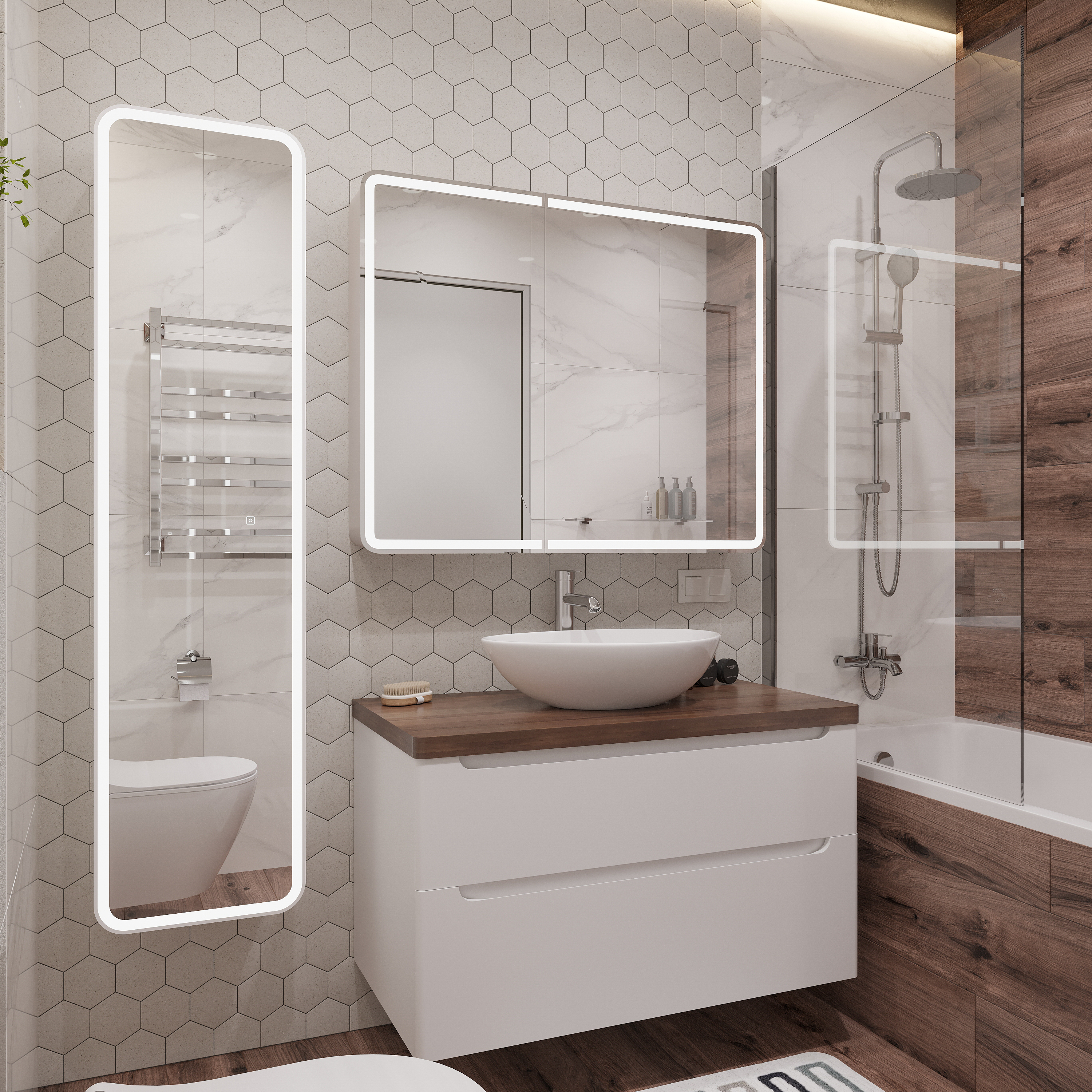 Тумба с раковиной STWORKI Берген 100 белая с темной столешницей, Moduo 55 Leaf купить в Тамбове