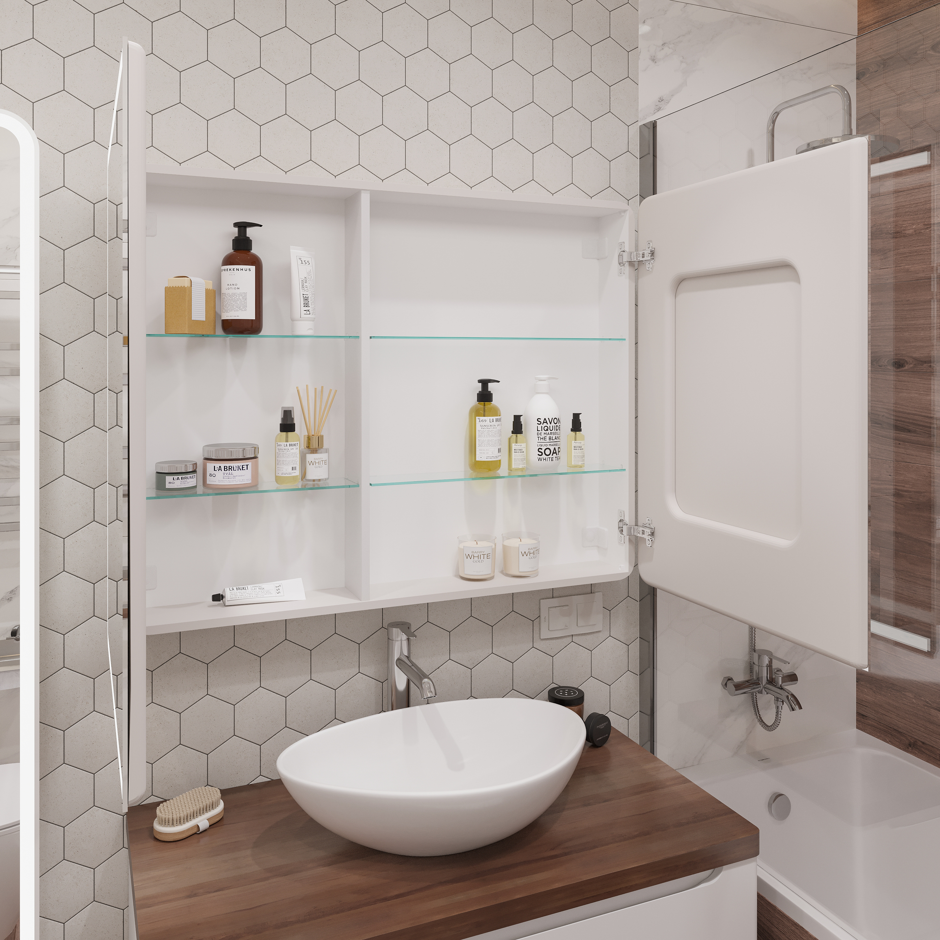 Тумба с раковиной STWORKI Берген 100 белая с темной столешницей, Moduo 55 Leaf купить в Тамбове