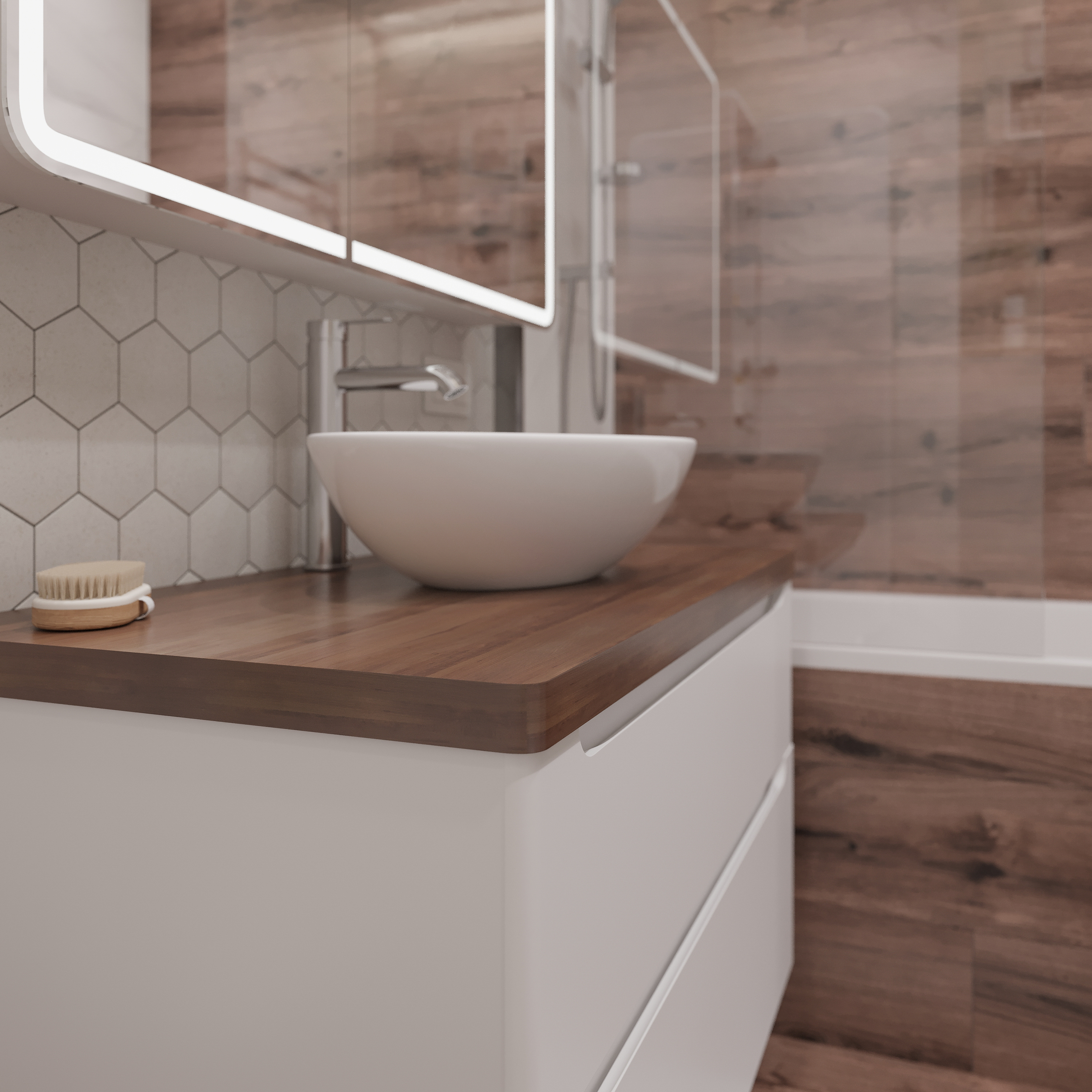 Тумба с раковиной STWORKI Берген 100 белая с темной столешницей, Moduo 55 Leaf купить в Тамбове