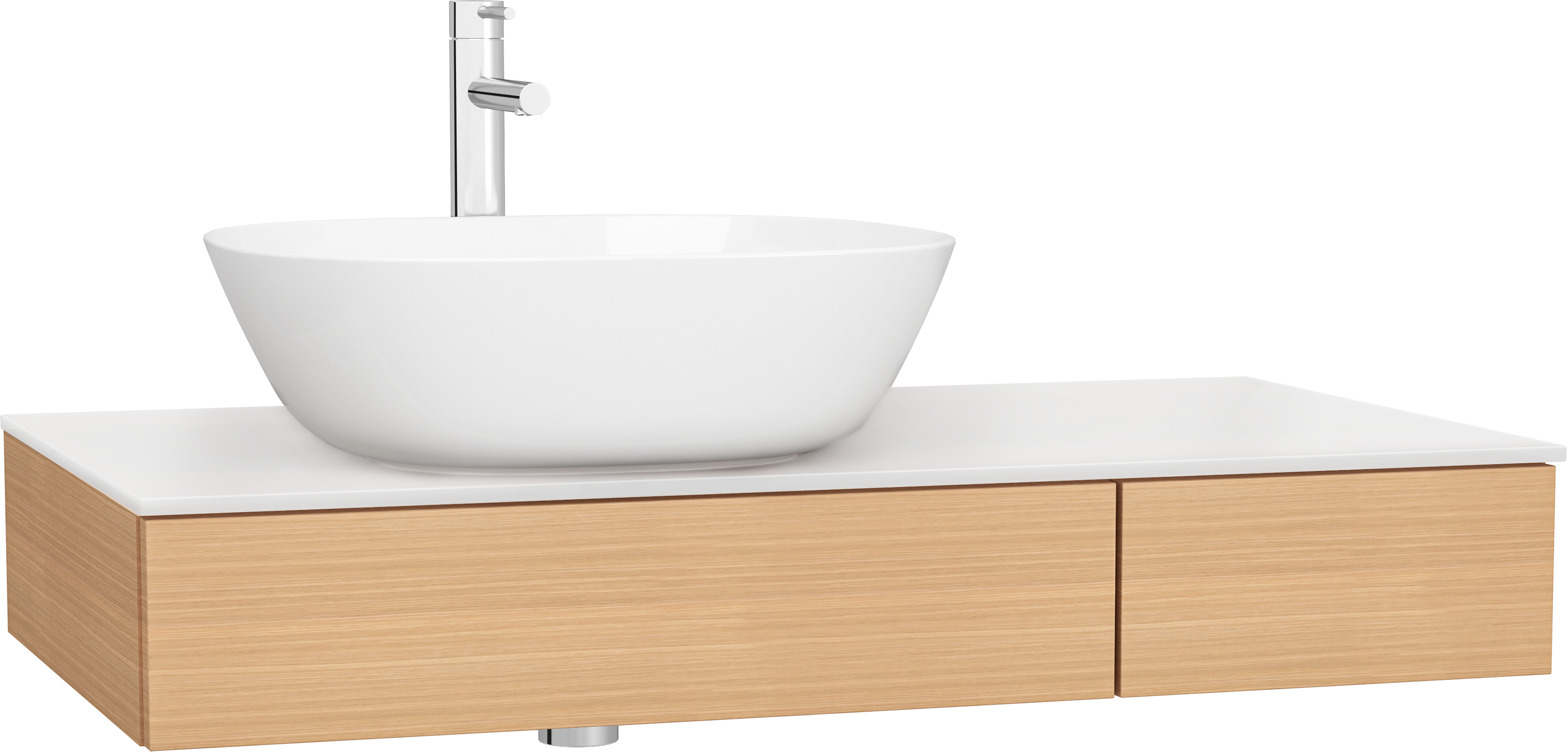 Тумба с раковиной VitrA Origin 90 L, дуб, столешница белая
