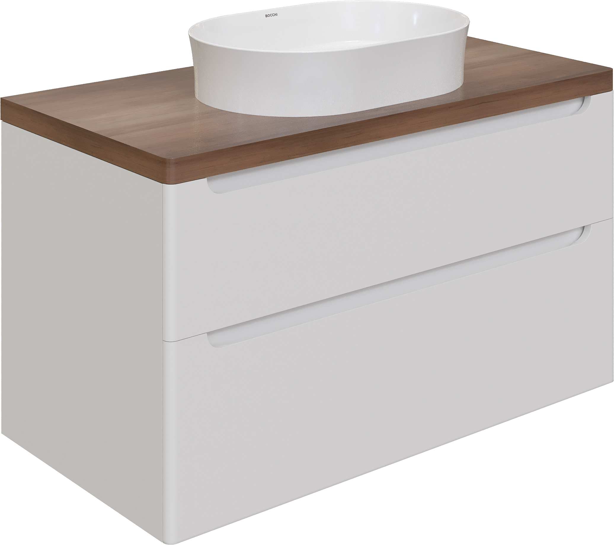 Тумба с раковиной STWORKI Берген 100 белая с темной столешницей, раковина Bocchi Sottile 1521-001-0125