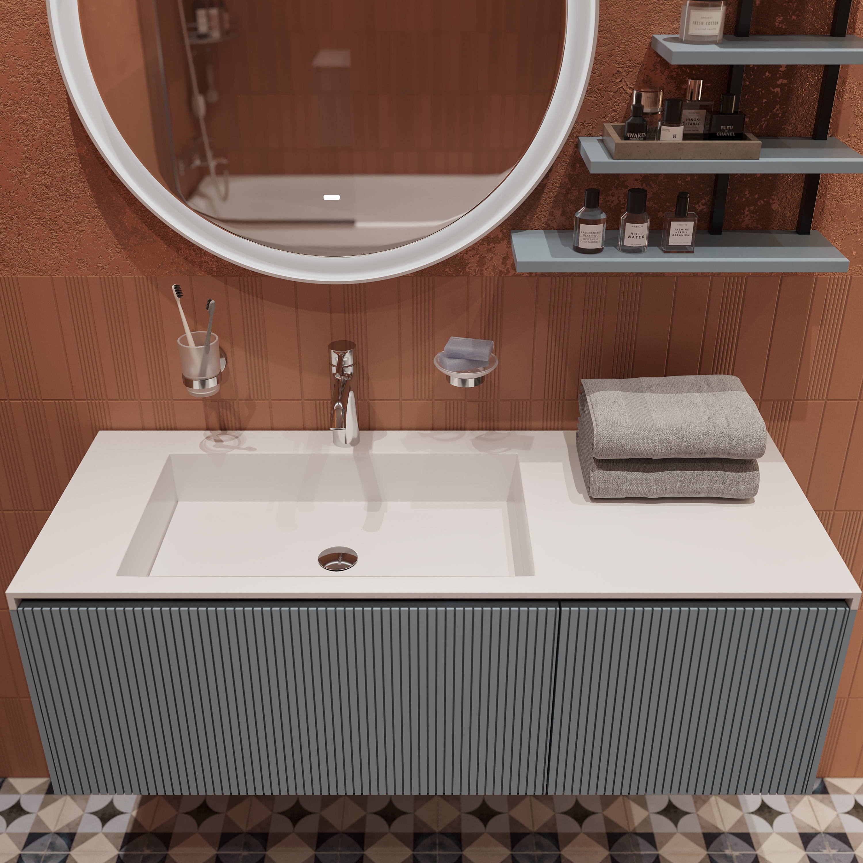 Тумба с раковиной Belinza Vision 120 ледяная синева