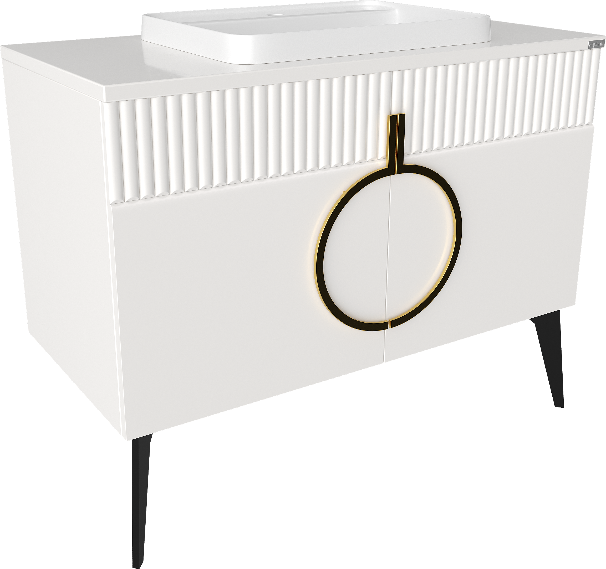 Тумба с раковиной STWORKI Valisso 105 white, золотые ручки