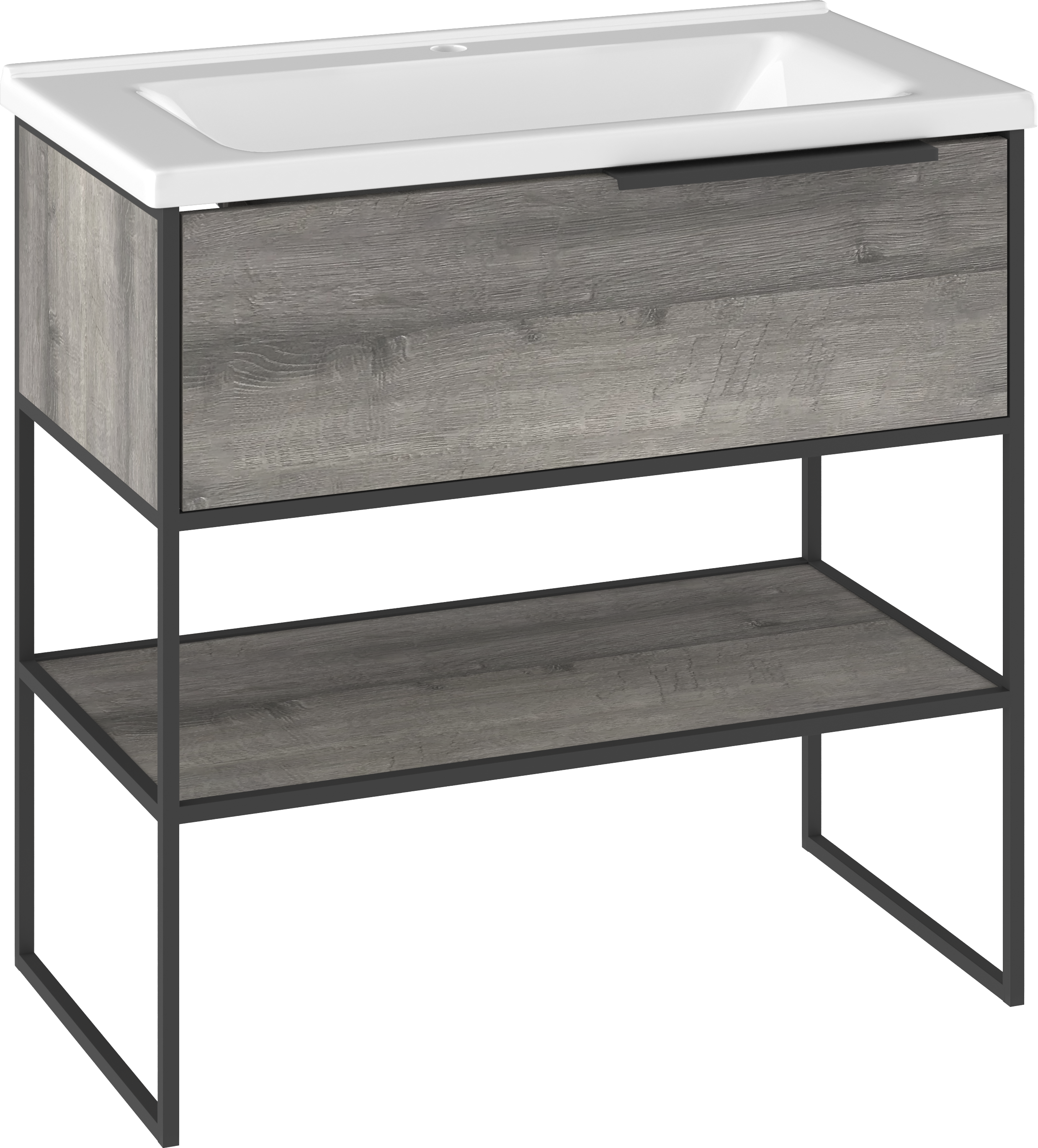 Тумба с раковиной STWORKI Брамминг 85 напольная, дуб шерман серый