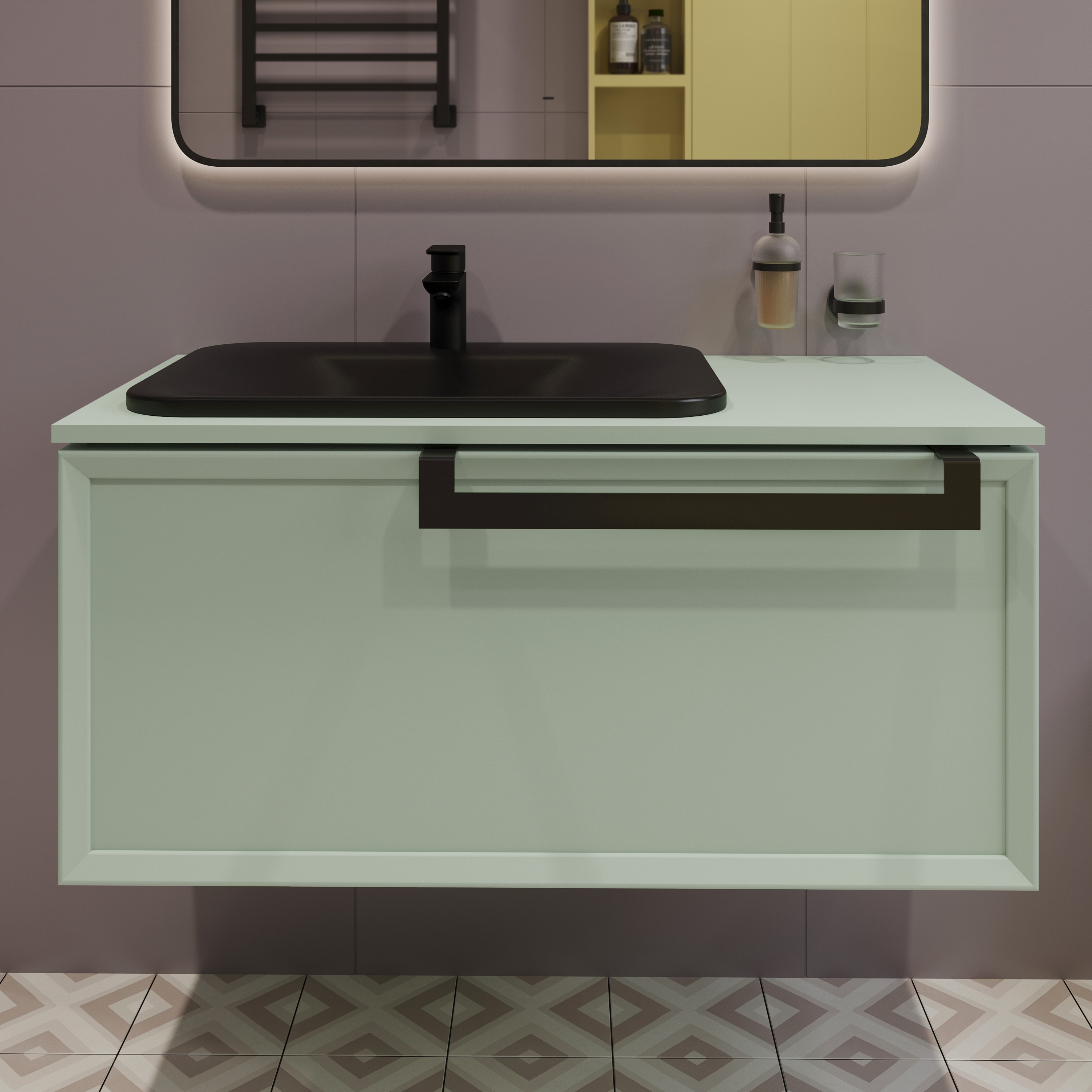 Тумба с раковиной Belinza Enrika 100 зеленая