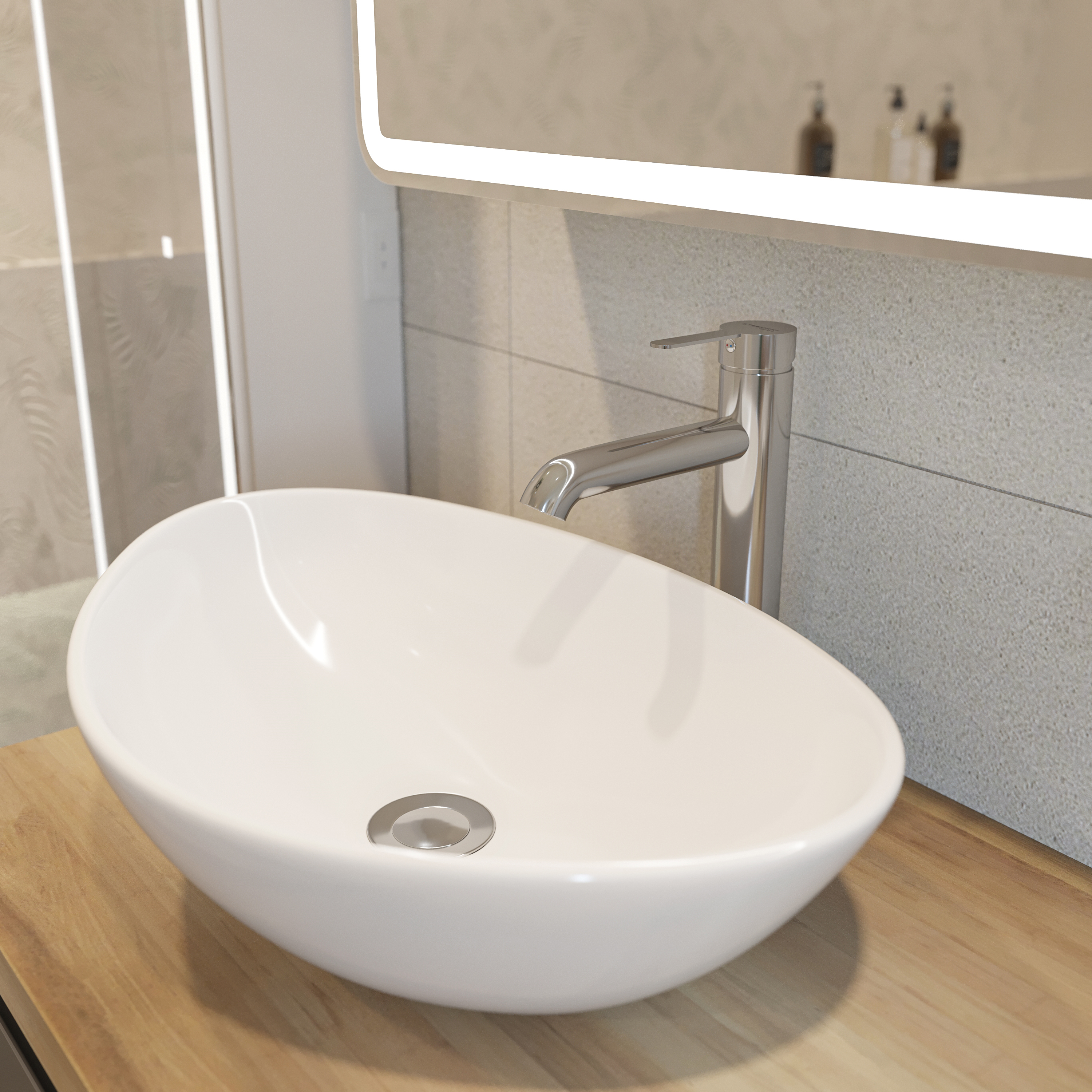 Тумба с раковиной STWORKI Берген 60 серая со светлой столешницей 122, Moduo 55 Leaf, R купить в Тамбове