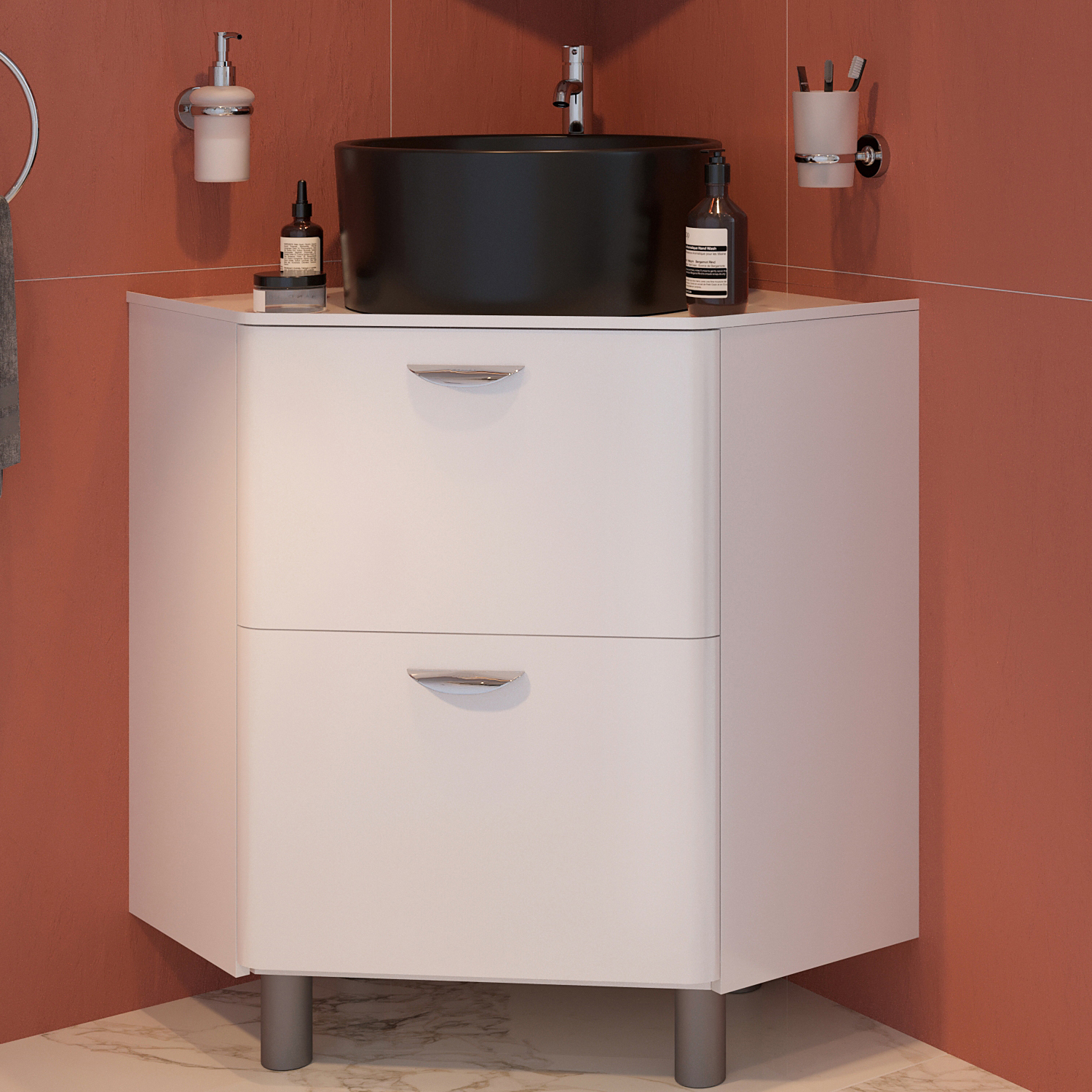 Тумба с раковиной STWORKI Лунд 60, белая, с раковиной на выбор