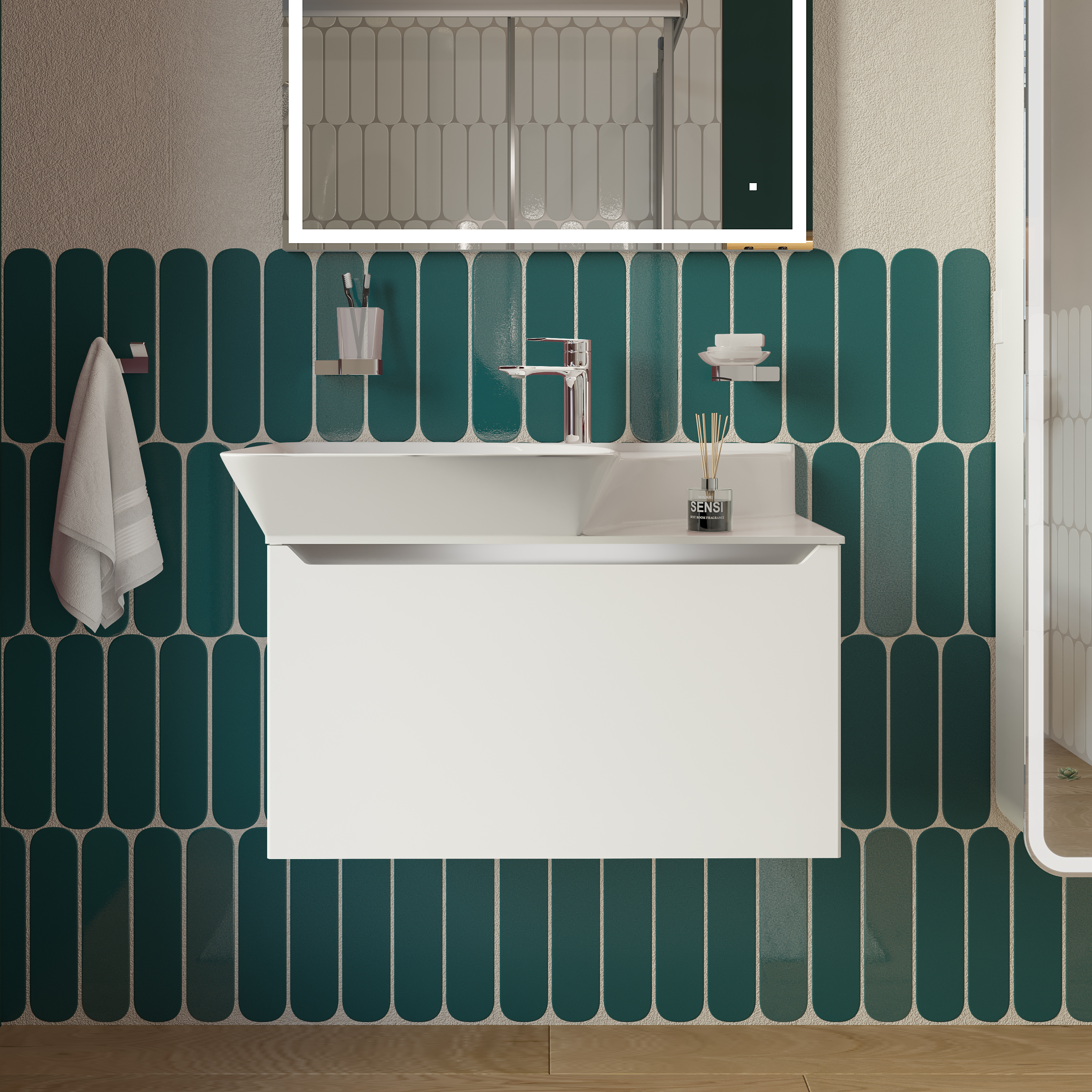 Тумба с раковиной STWORKI Ши, 80, подвесная