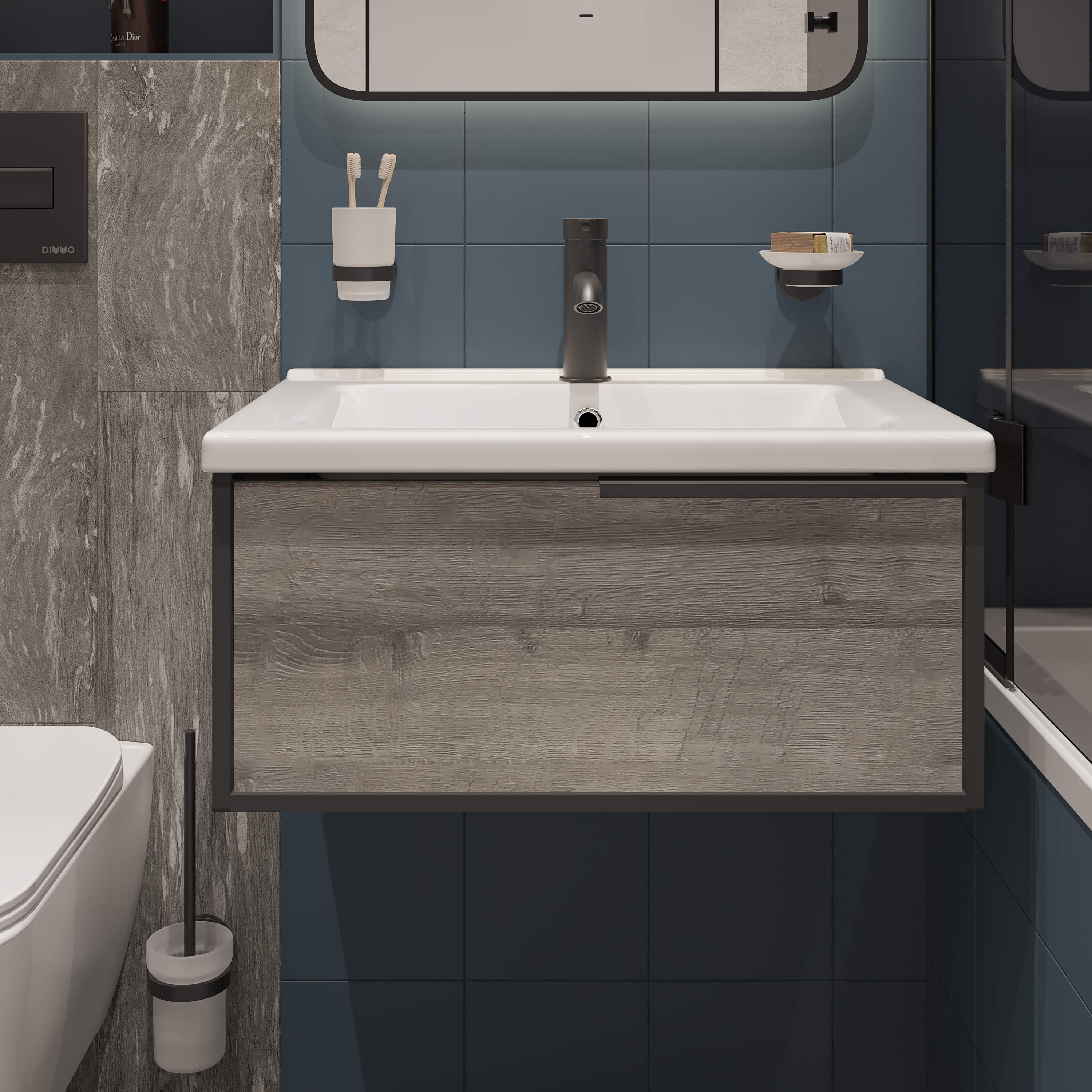 Мебельная раковина STWORKI Хаммель 65 накладная, белая, прямоугольная, фаянс купить в Тамбове