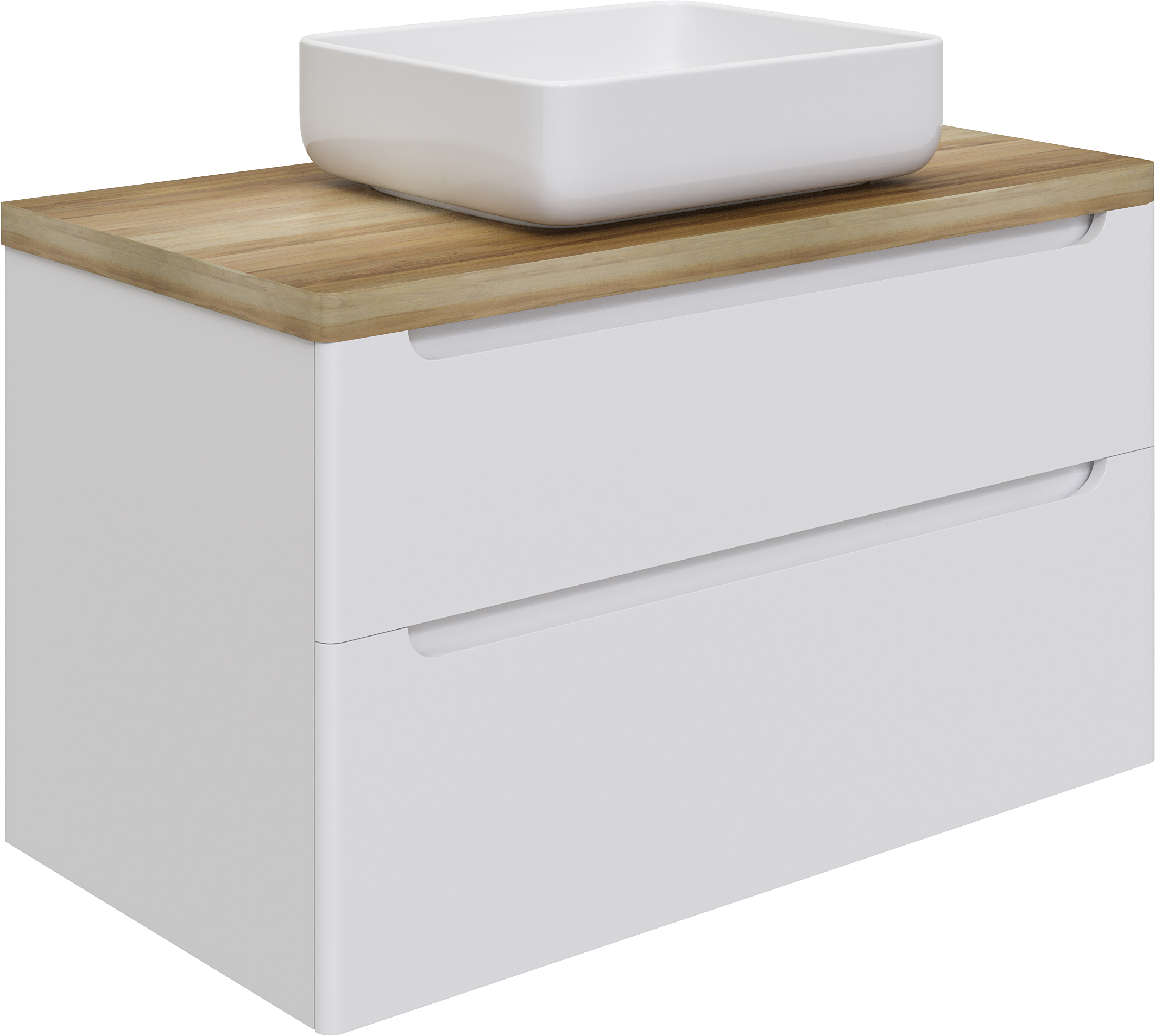 Тумба с раковиной STWORKI Берген 100 белая со светлой столешницей