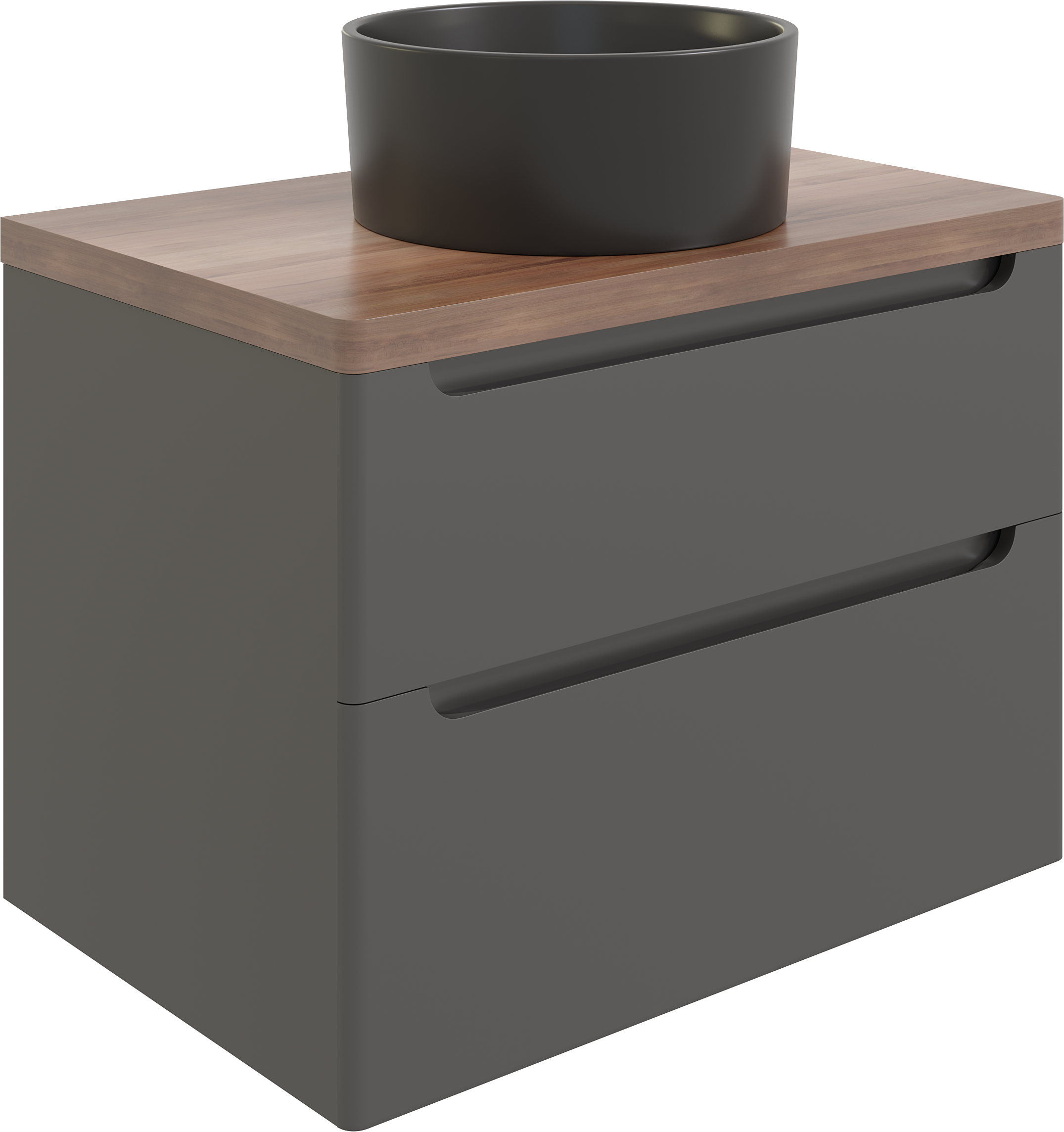 Тумба с раковиной STWORKI Берген 80 серая с темной столешницей, с раковиной на выбор