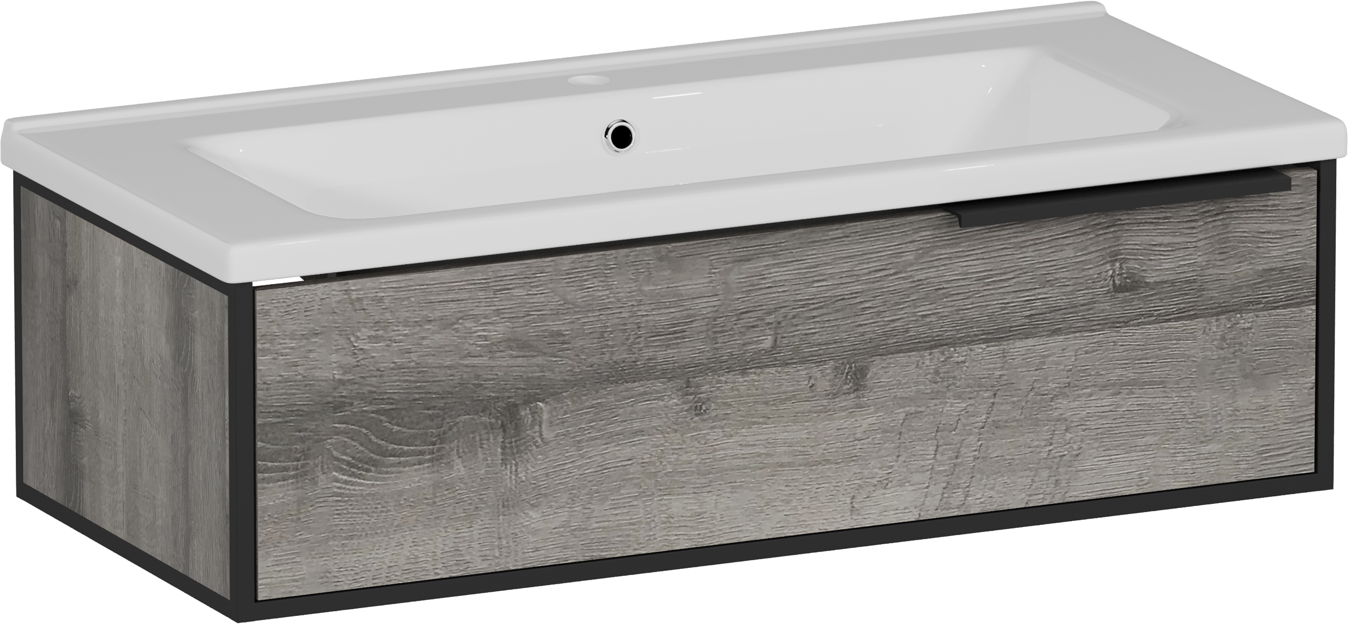 Тумба с раковиной STWORKI Брамминг 100 подвесная, дуб шерман серый