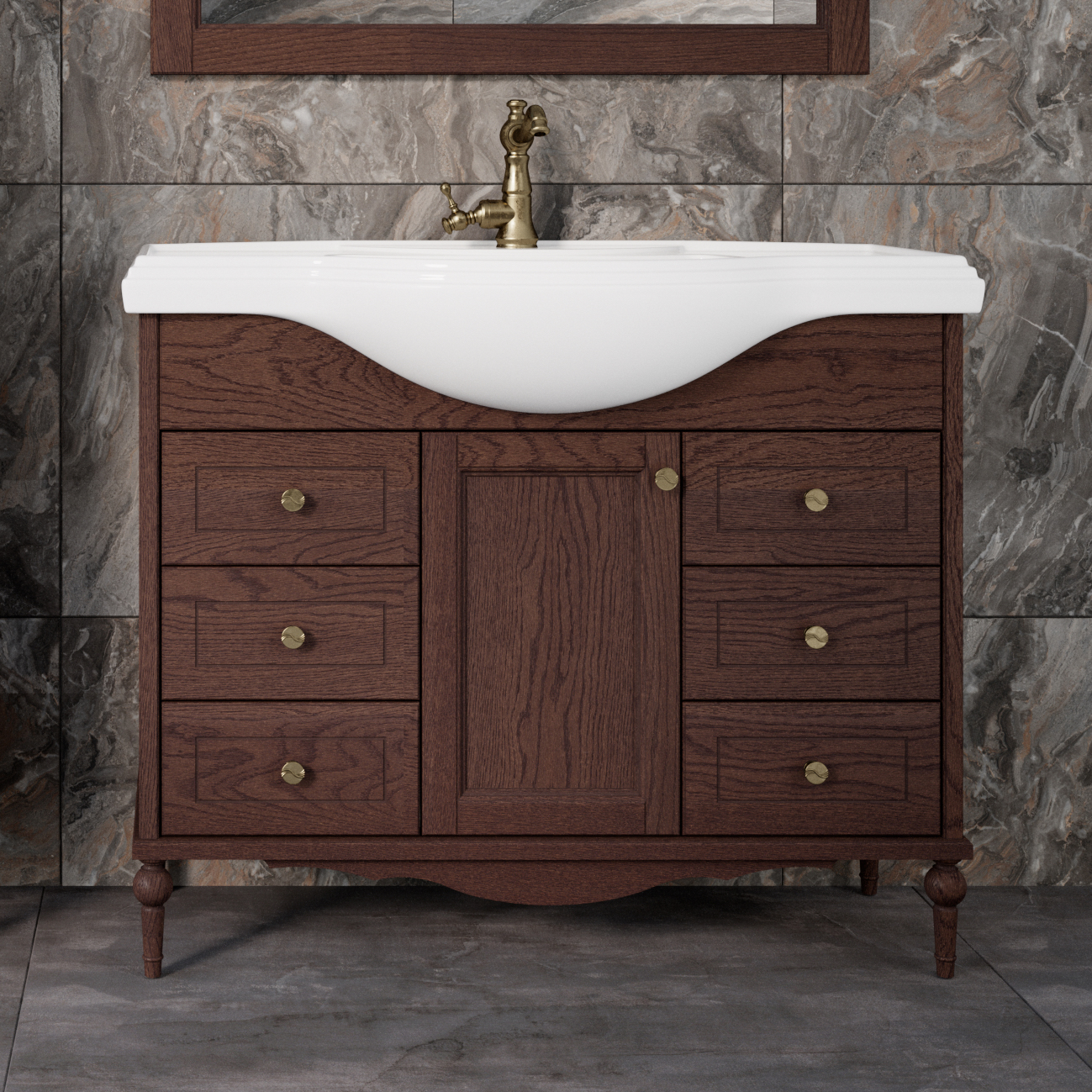 Тумба с раковиной ValenHouse Астер 105 кальяри, фурнитура бронза