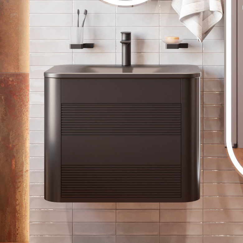 Тумба с раковиной Belinza Twist антрацит, 65