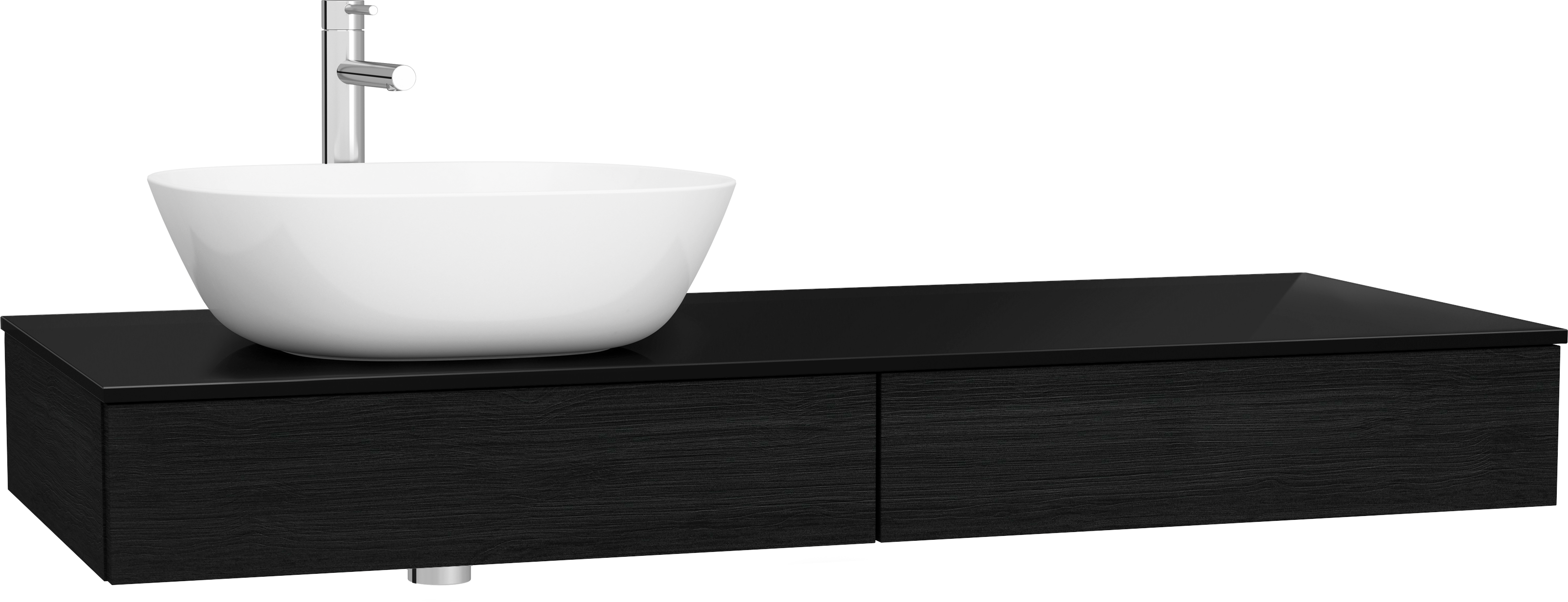 Тумба с раковиной VitrA Origin 120 L, черный дуб, столешница черная