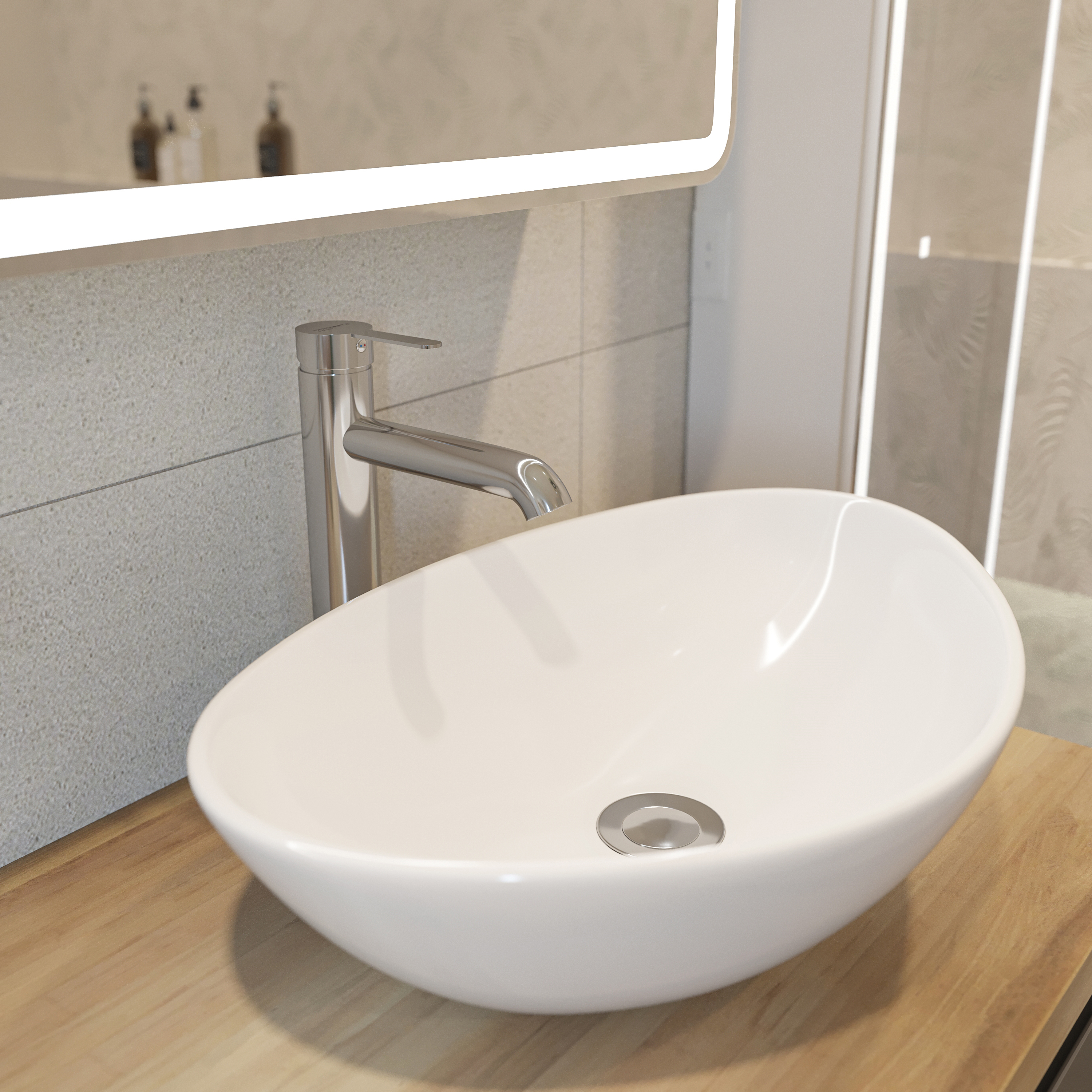 Тумба с раковиной STWORKI Берген 60 серая со светлой столешницей 122, Moduo 55 Leaf, L купить в Тамбове