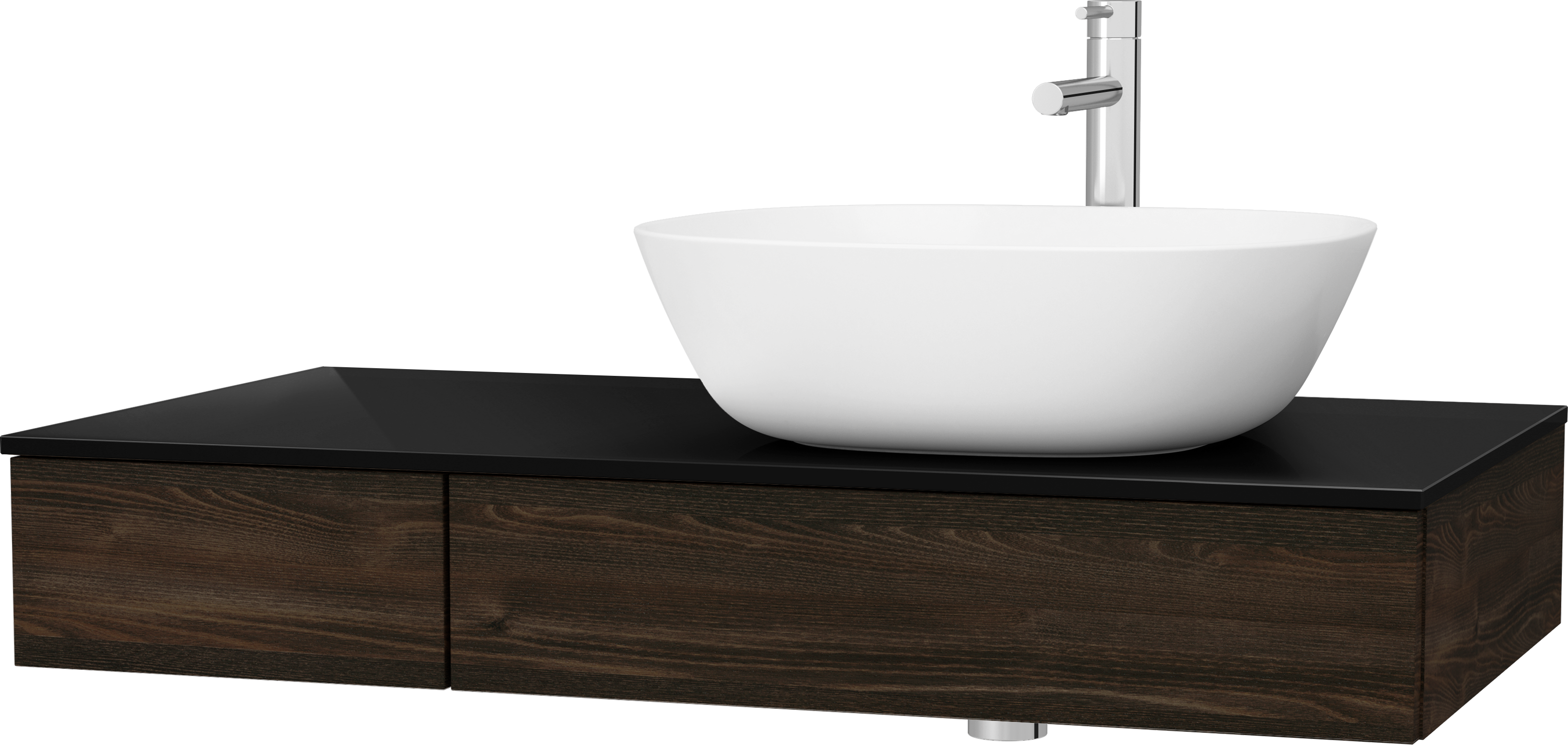 Тумба с раковиной VitrA Origin 90 R, темный вяз, столешница черная