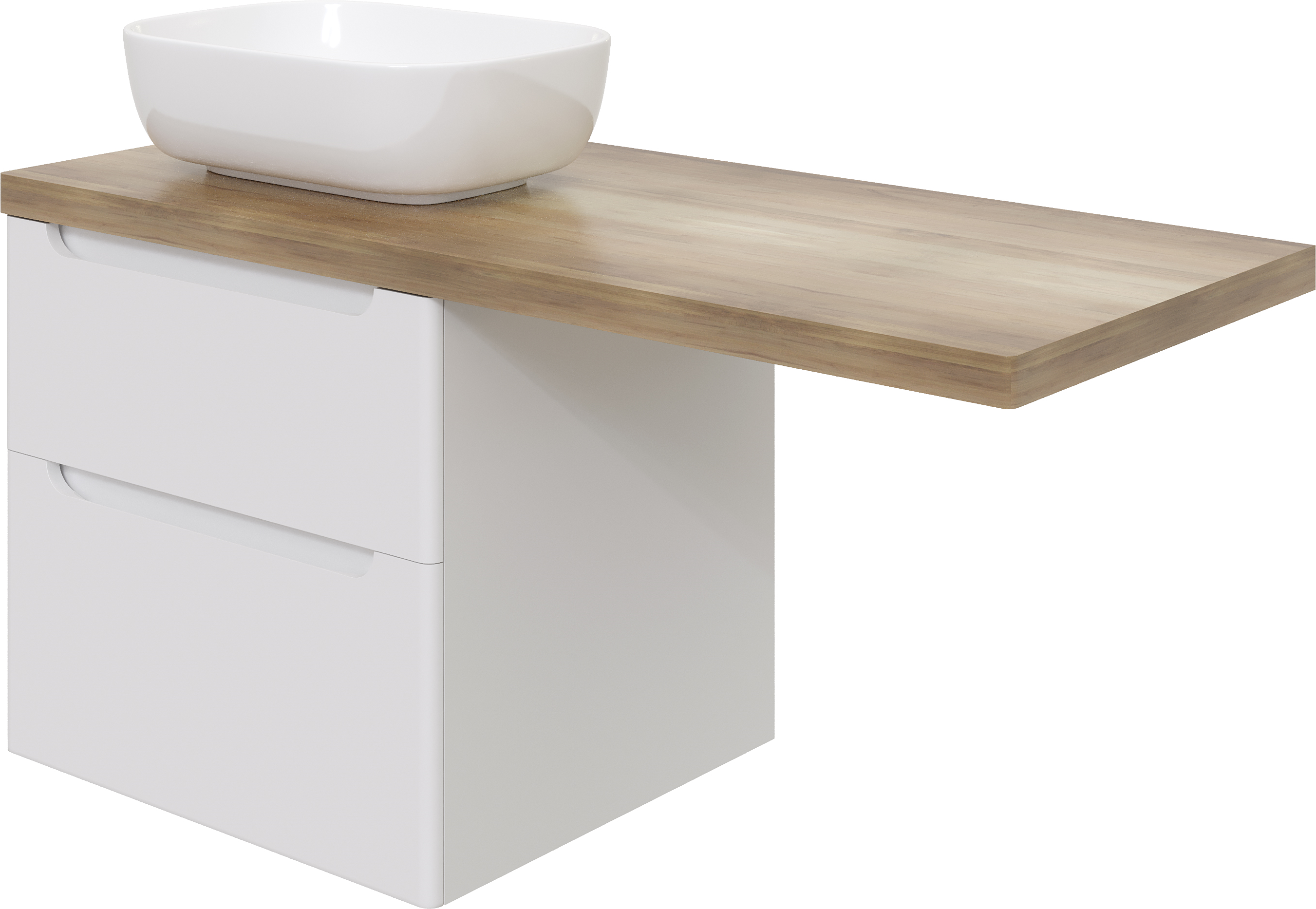 Тумба с раковиной STWORKI Берген 60 белая со светлой столешницей 122, Moduo 50 Square, R