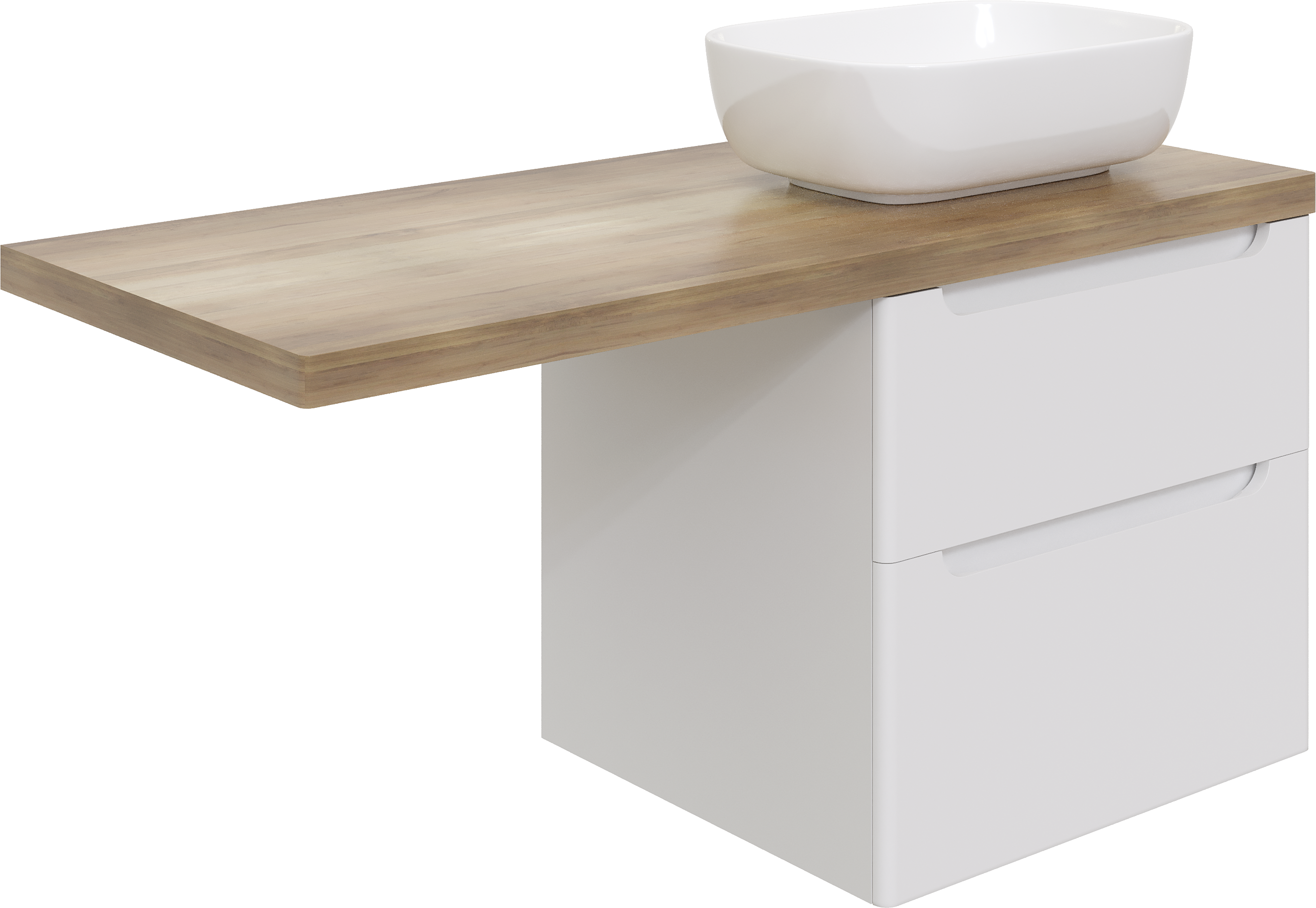 Тумба с раковиной STWORKI Берген 60 белая со светлой столешницей 122, Moduo 50 Square, L